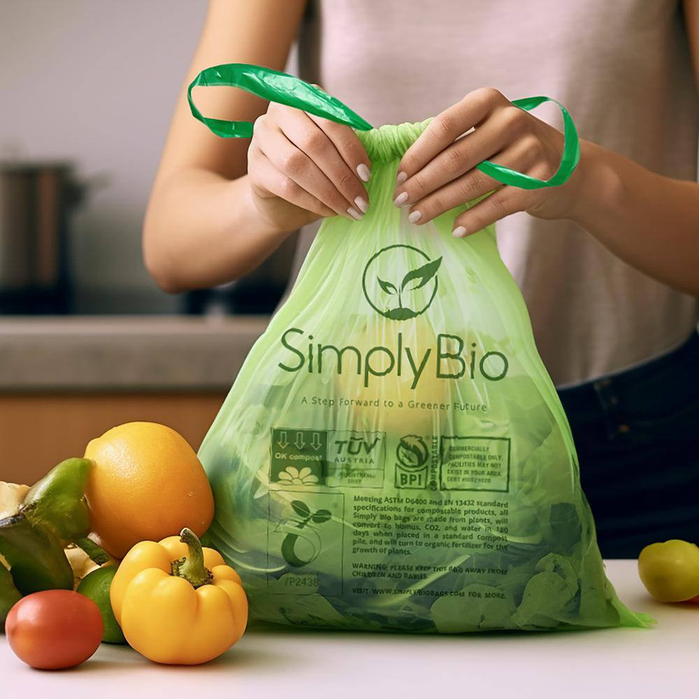 3 Gal. Compostable Trash Bags, Drawstring Heavy Duty 1 Mil., Small Kitchen Food