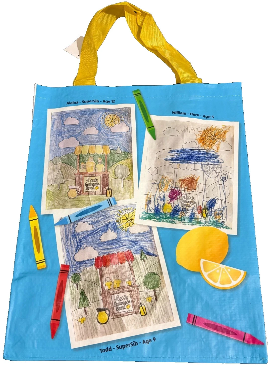 ALDI Shopping Bags Blue,12X7X15″, Alex Lemonade Stand, 6Gal NEW 1PC