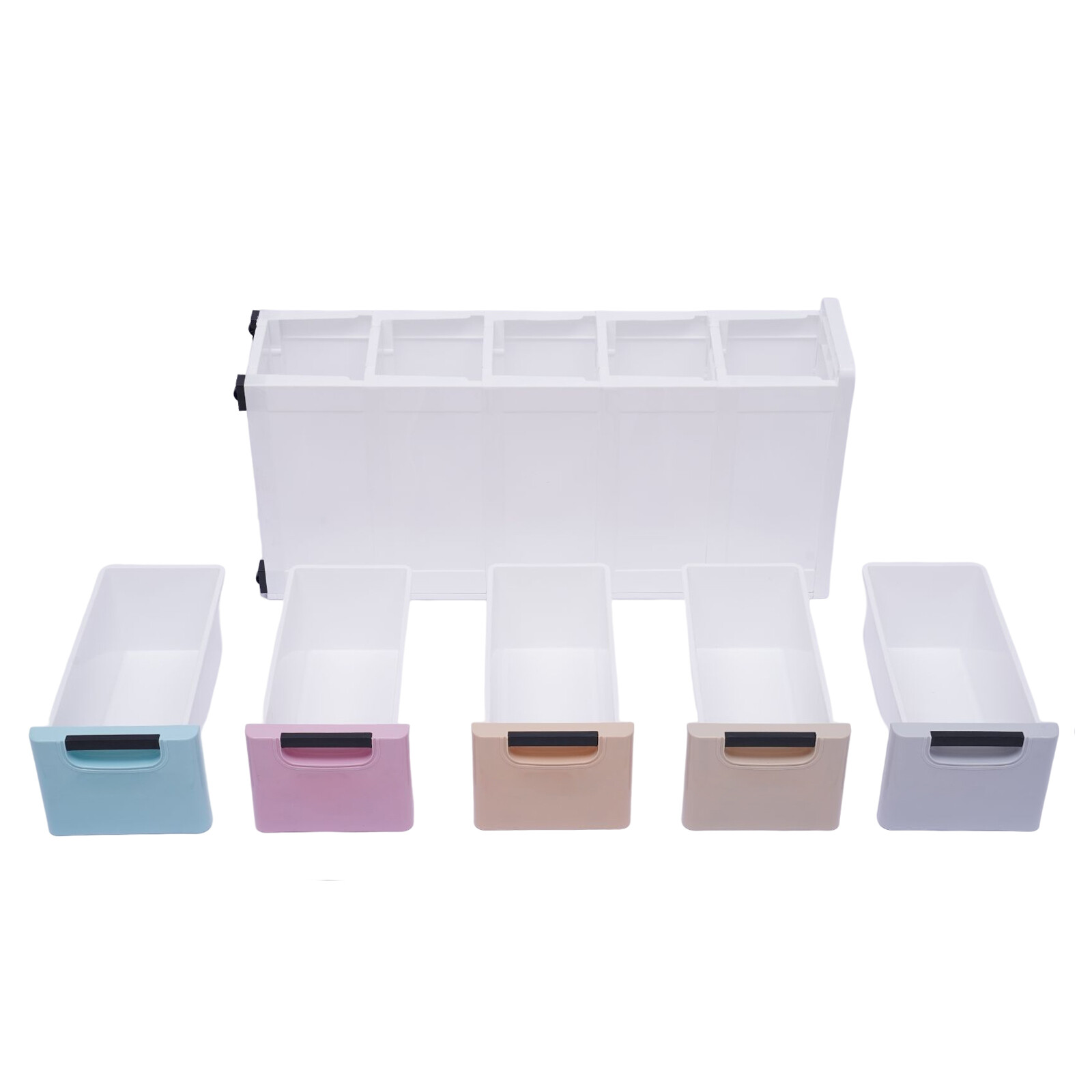 5-Drawer Stackable Plastic Storage Cabinet With Wheels – Multicolor