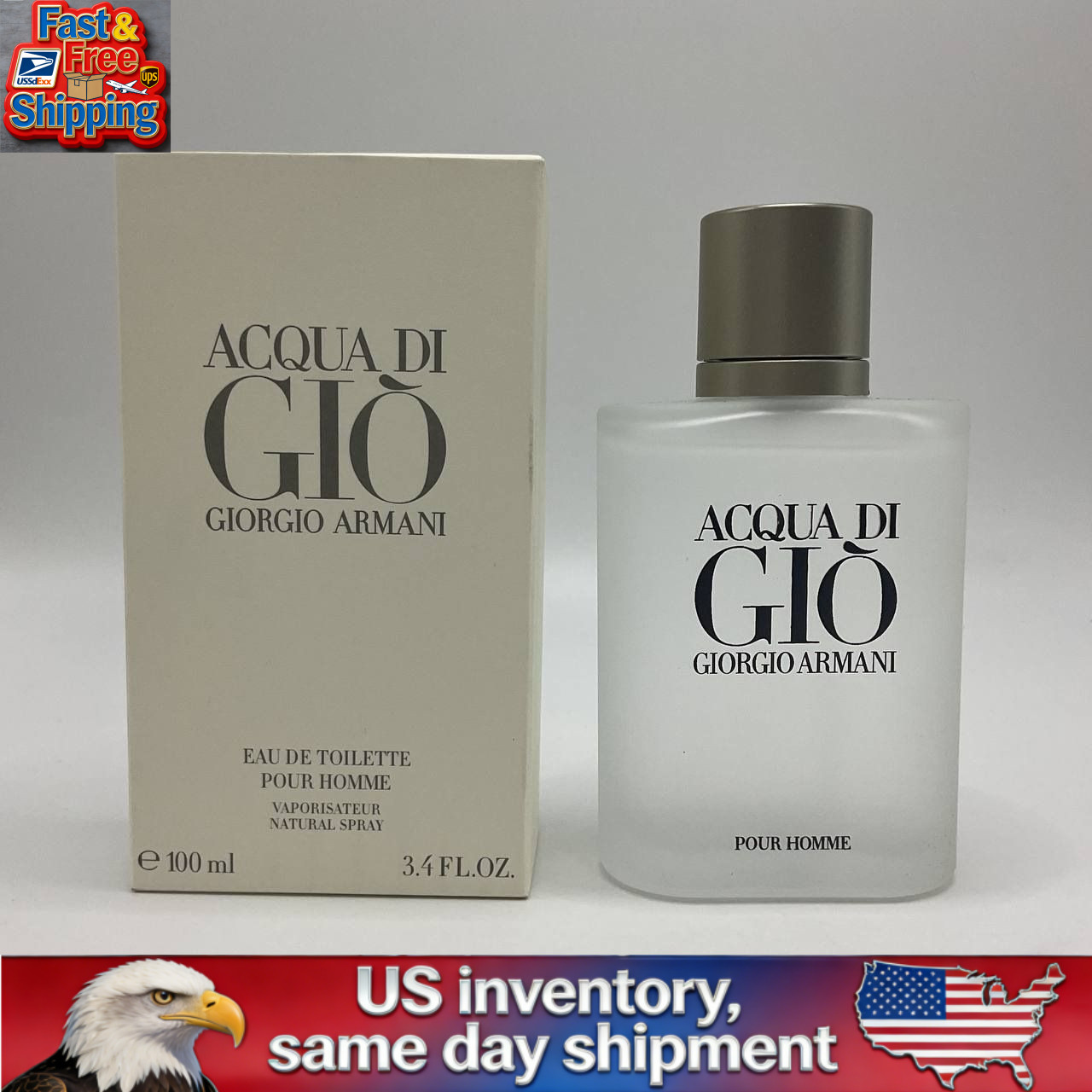 New with box Acqua Di Gio 3.4oz EDT Gift Spray For Men Fast Fast delive