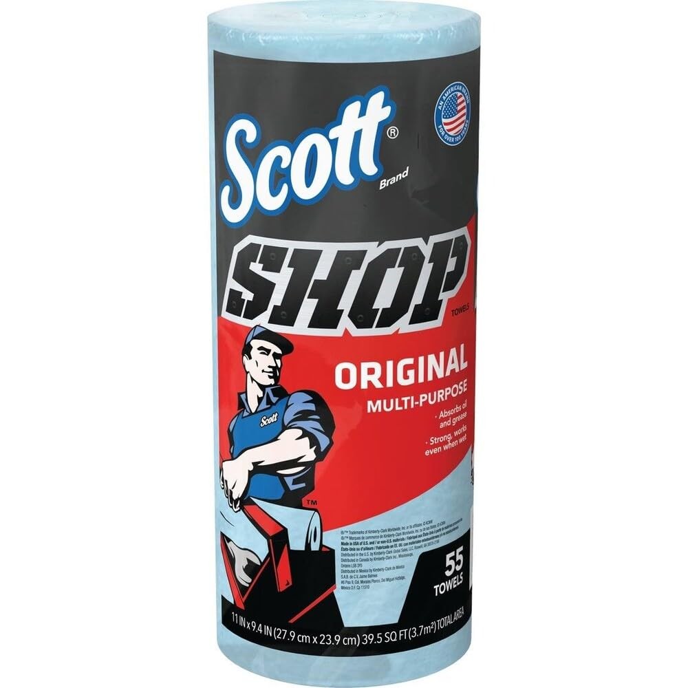 Kimberly-Clark 75130 SCOTT Shop Towel Roll, 55 55 Count (Pack of 1), Blue