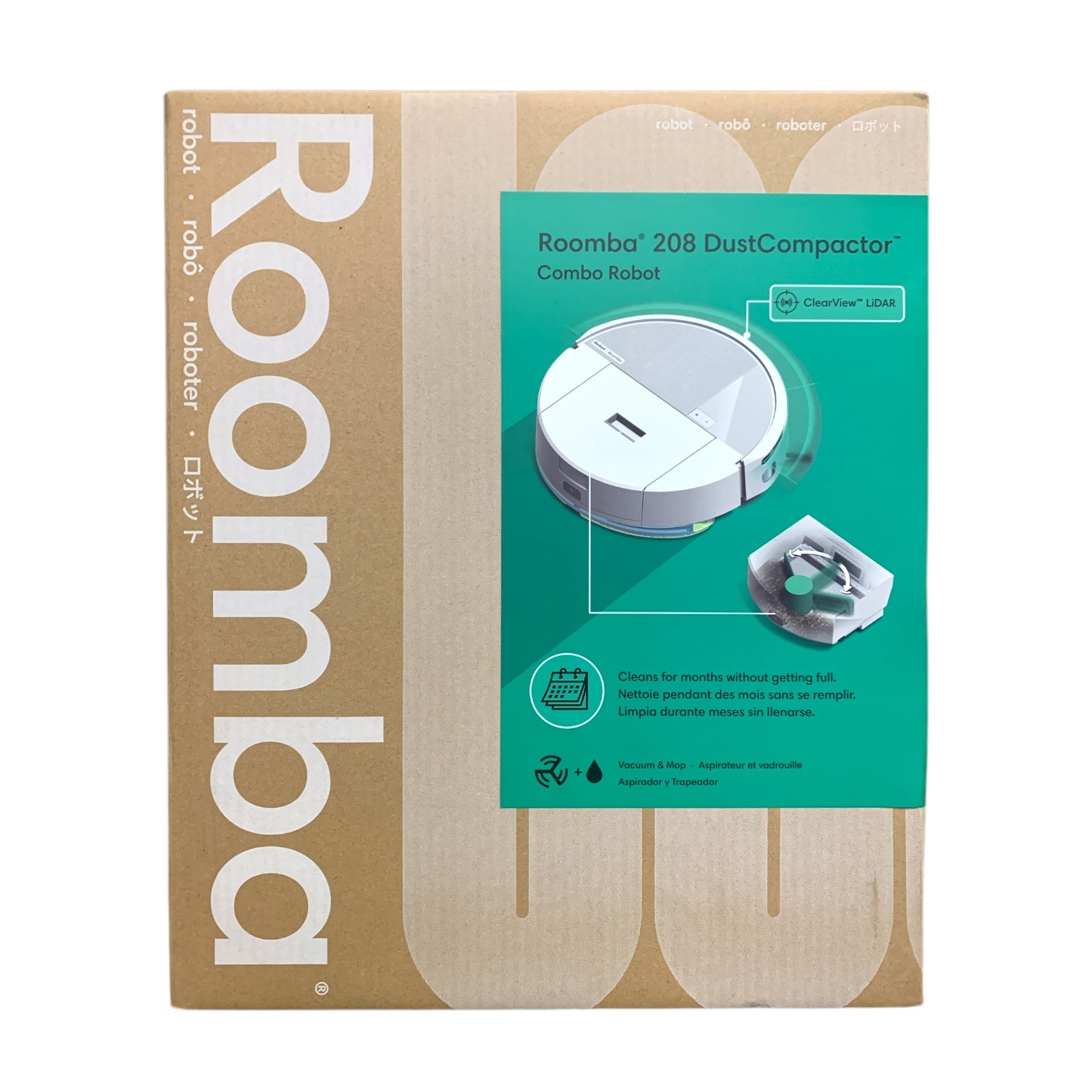 iRobot Roomba 208 DustCompactor Combo Robot Vaccum and Mop, White