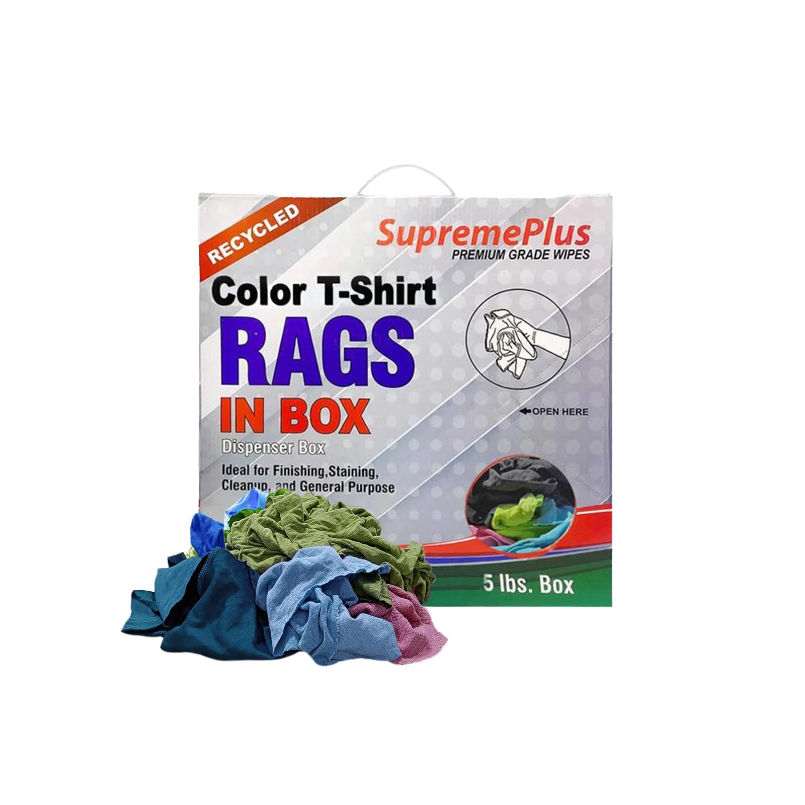 Bulk Color Knit T-shirt Rags, Cotton Cleaning Wipers 18 x 18″ – Compressed Boxes
