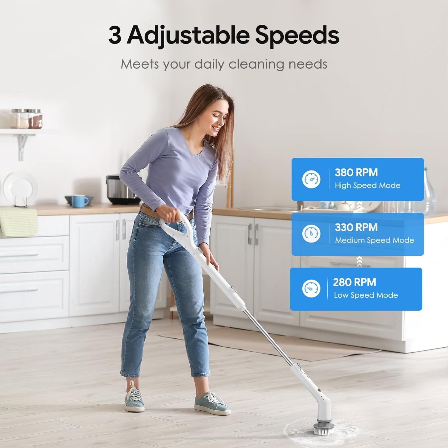 Cordless Electric Spin Scrubber 7 Heads Power Cleaning Brush Bathroom Tub Tile