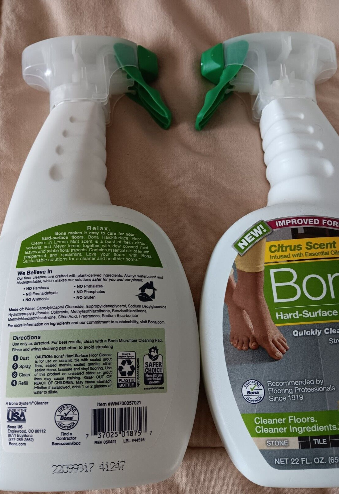 Bona Hard Surface Floor Cleaner Lot Disposable Wet Cleaning Pad Lemon Mint Scent