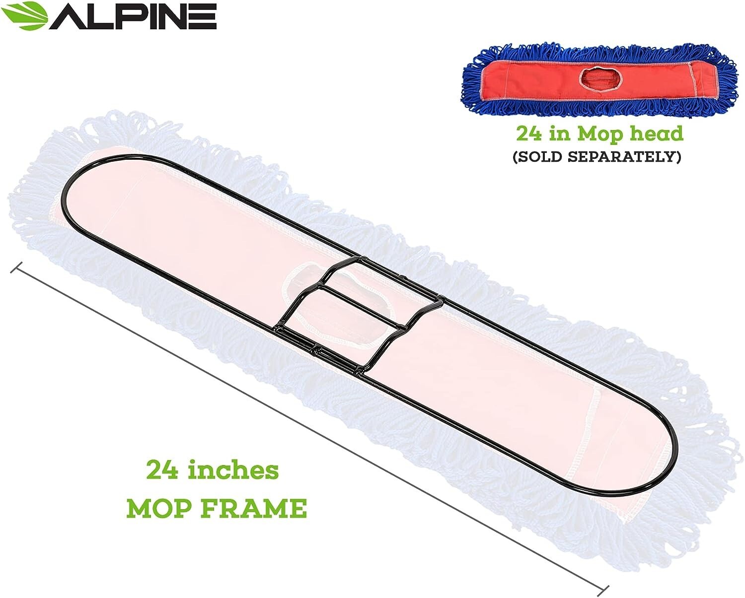Alpine Industries Dust Mop Frame – Sturdy Universal Iron Mop Frame 24 Inch