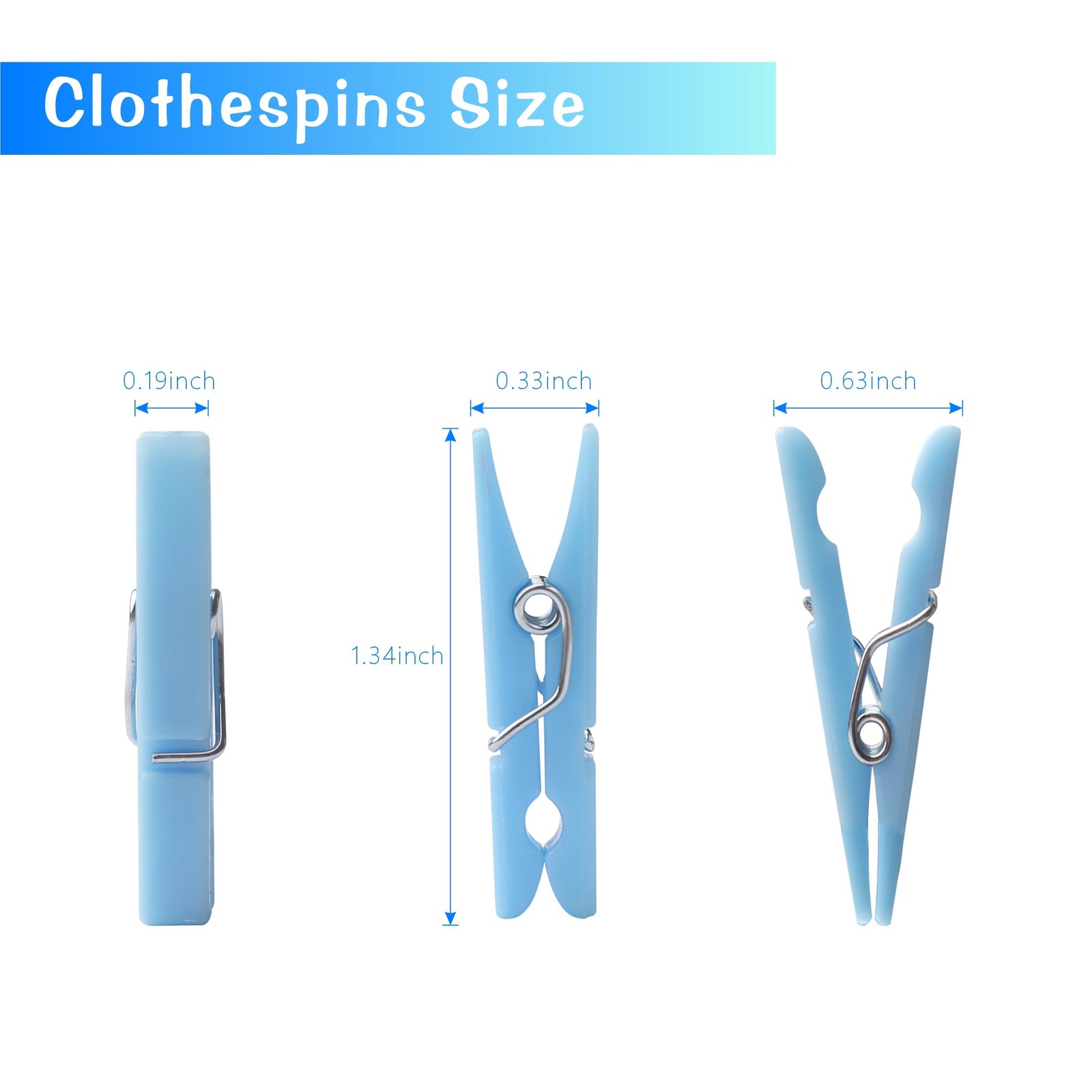 100 PCS Blue Mini Clothespins 1.35in Clips for Baby Shower Photos
