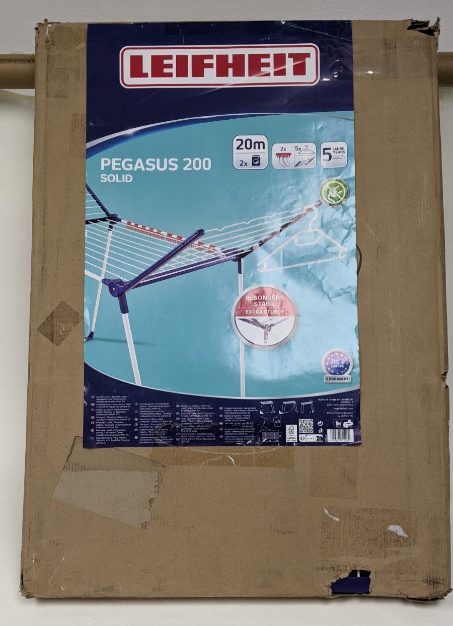 Leifheit Pegasus 200 Solid Drying Rack 65ft Foldable Indoor Outdoor Open Box