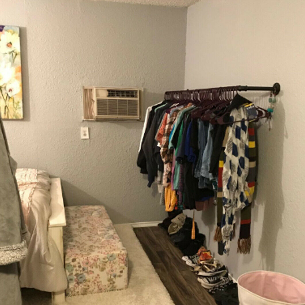 Clothes Rack Industrial Pipe Wall Mounted Garment Rack Hanging RodCloset Storage