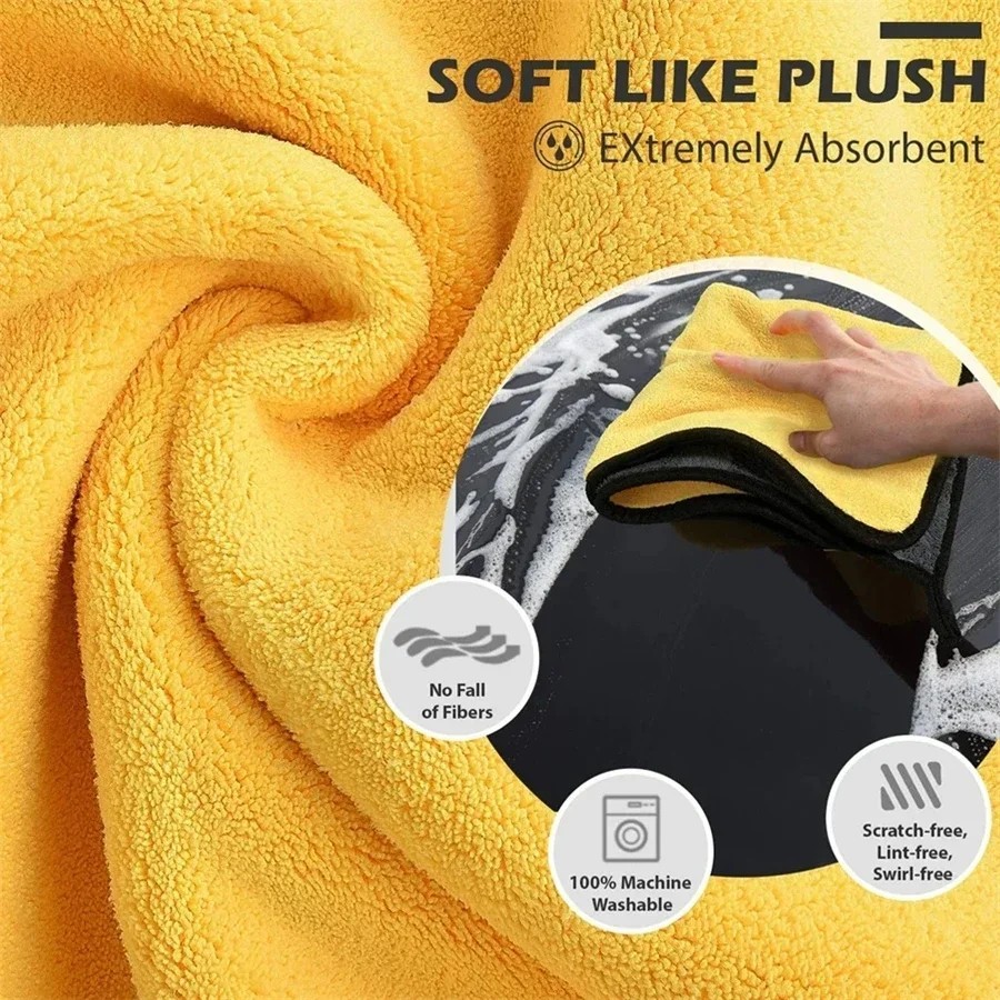 1/2/6 Pack Microfiber Car Cleaning Cloth Wash Towel Auto Detailing Accessories