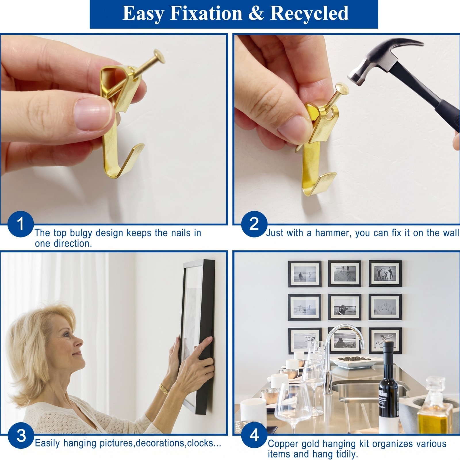 170Pcs Picture Hangers Hanging Kit Hooks Nails 10-50lbs Drywall Wooden Wall Box