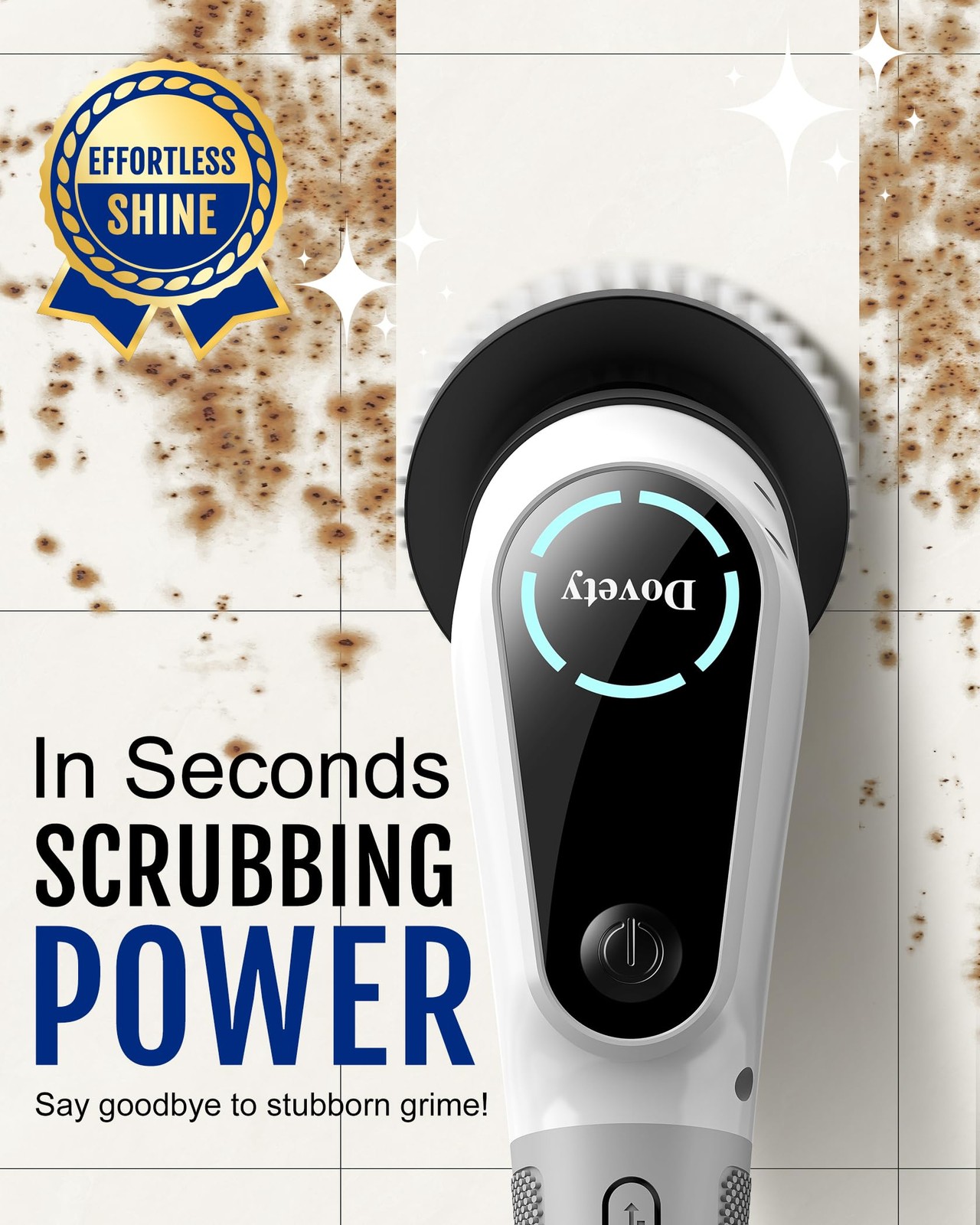 Dovety Electric Spin Scrubber, Extendable Handle, 8 Brush HeadsWH