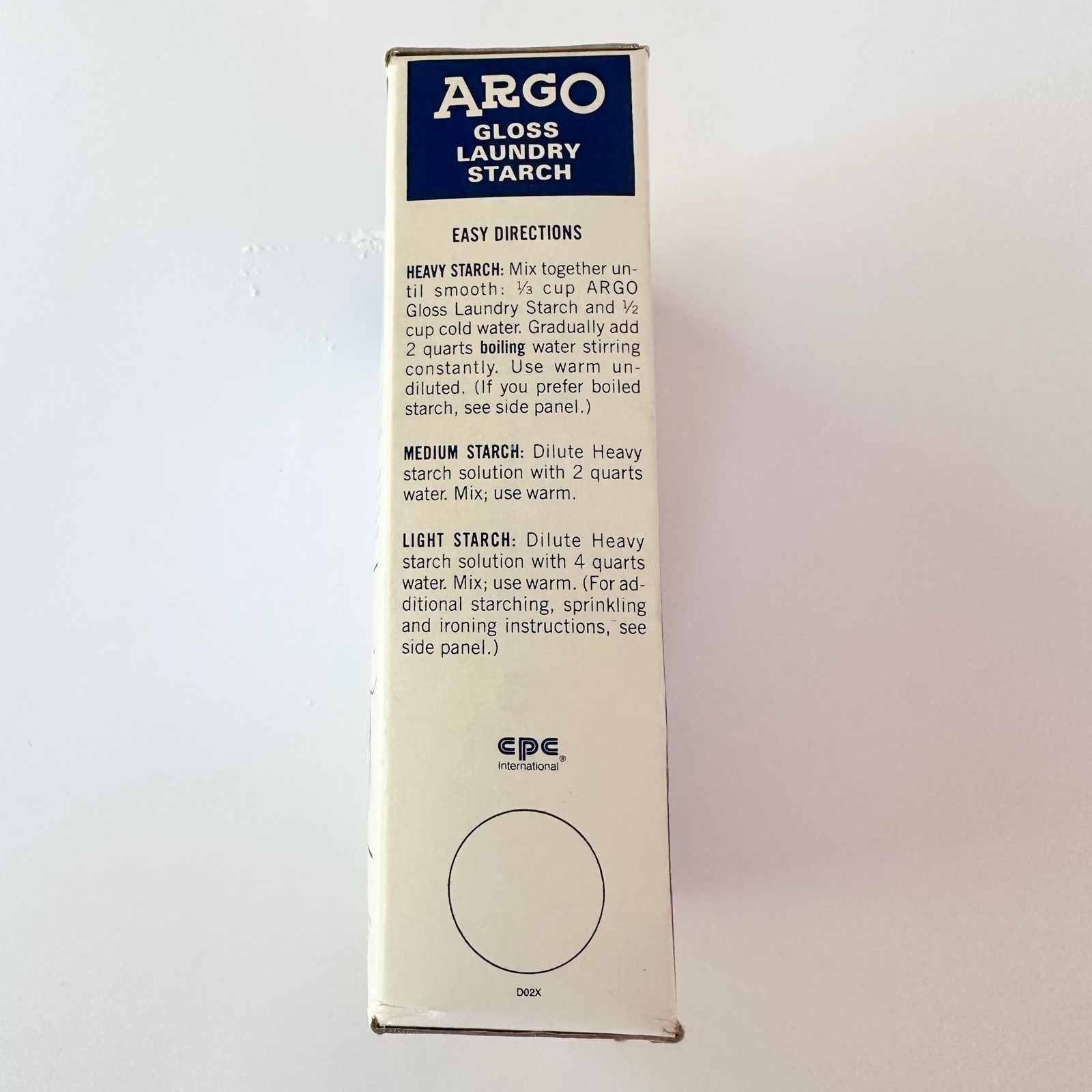 NEW Vintage ARGO Gloss Laundry Starch 16oz 1 lb Blue Box USA Unopened Deadstock