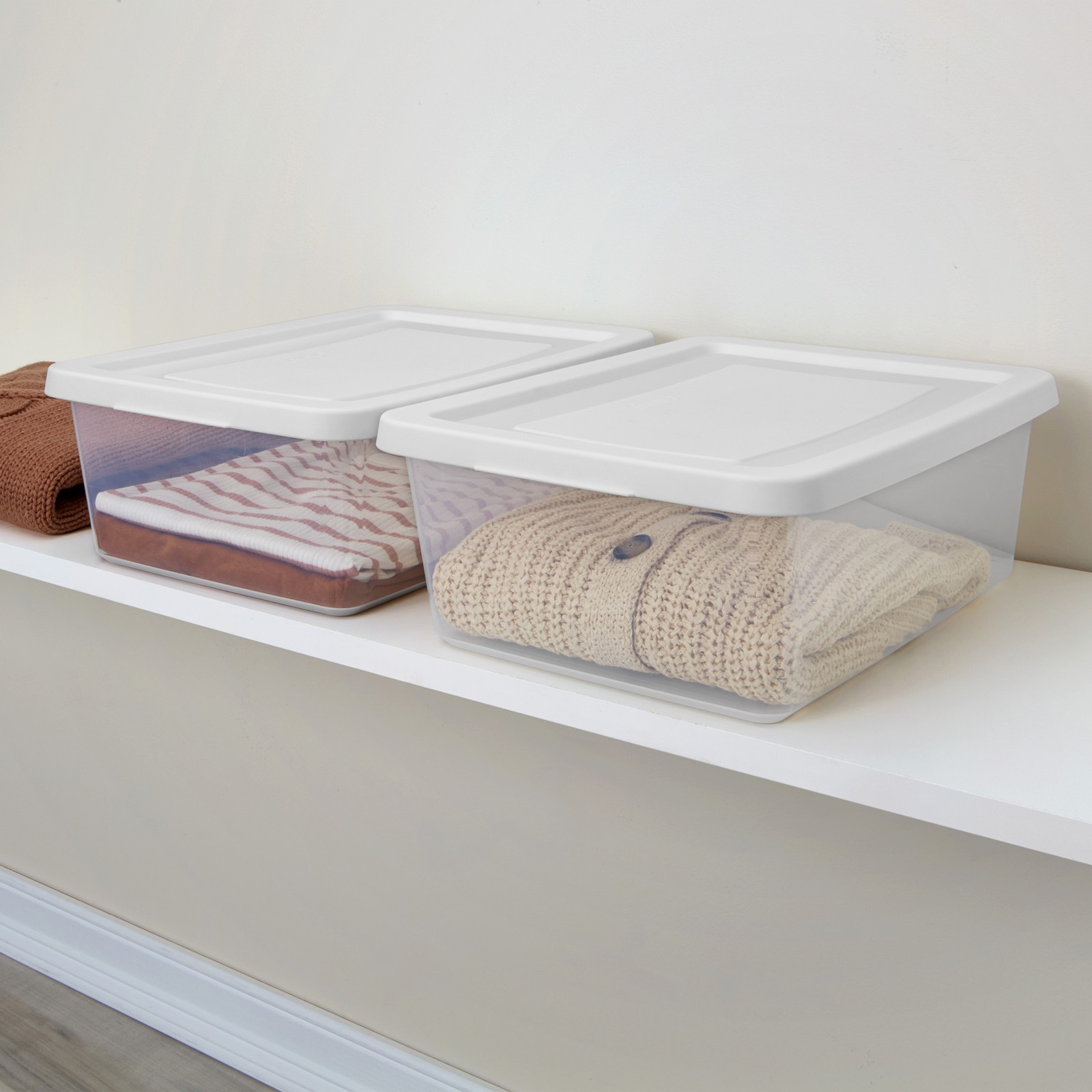 Sterilite 12Qt Storage Box, Stackable Plastic Container, Home Organizer, 12 Pack