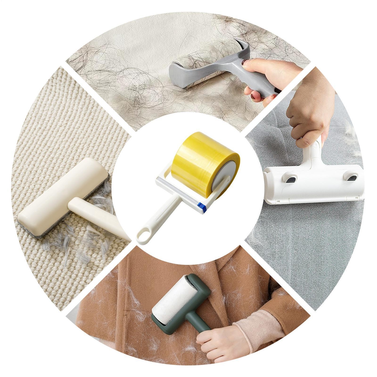 Pet Hair Lint Roller Ergonomic Multifunctional Portable Sticky 10cm Carpet