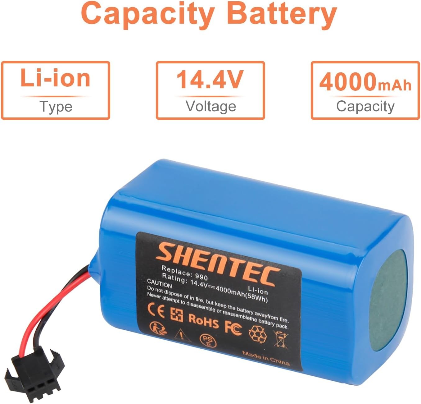 14.4V 4000mAh Replacement Battery for Eufy RoboVac 11 11S 30 30C 15C 15T 12 35C