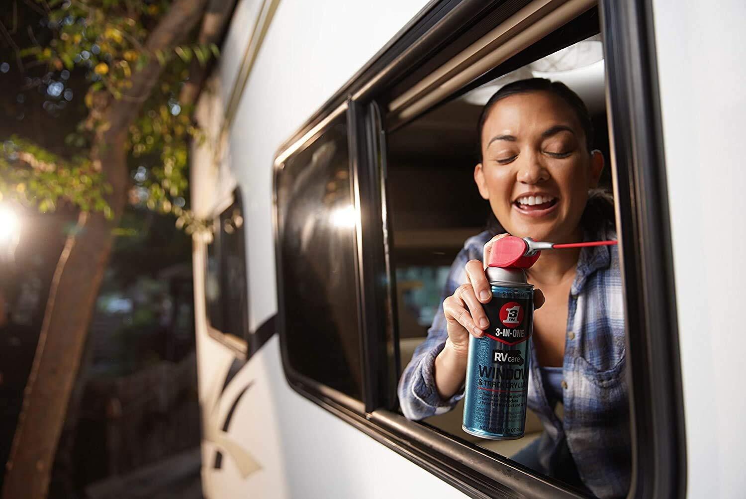 RVcare Window & Track Dry Lube with SMART STRAW SPRAYS 2 WAYS 10 OZ 6-Pack