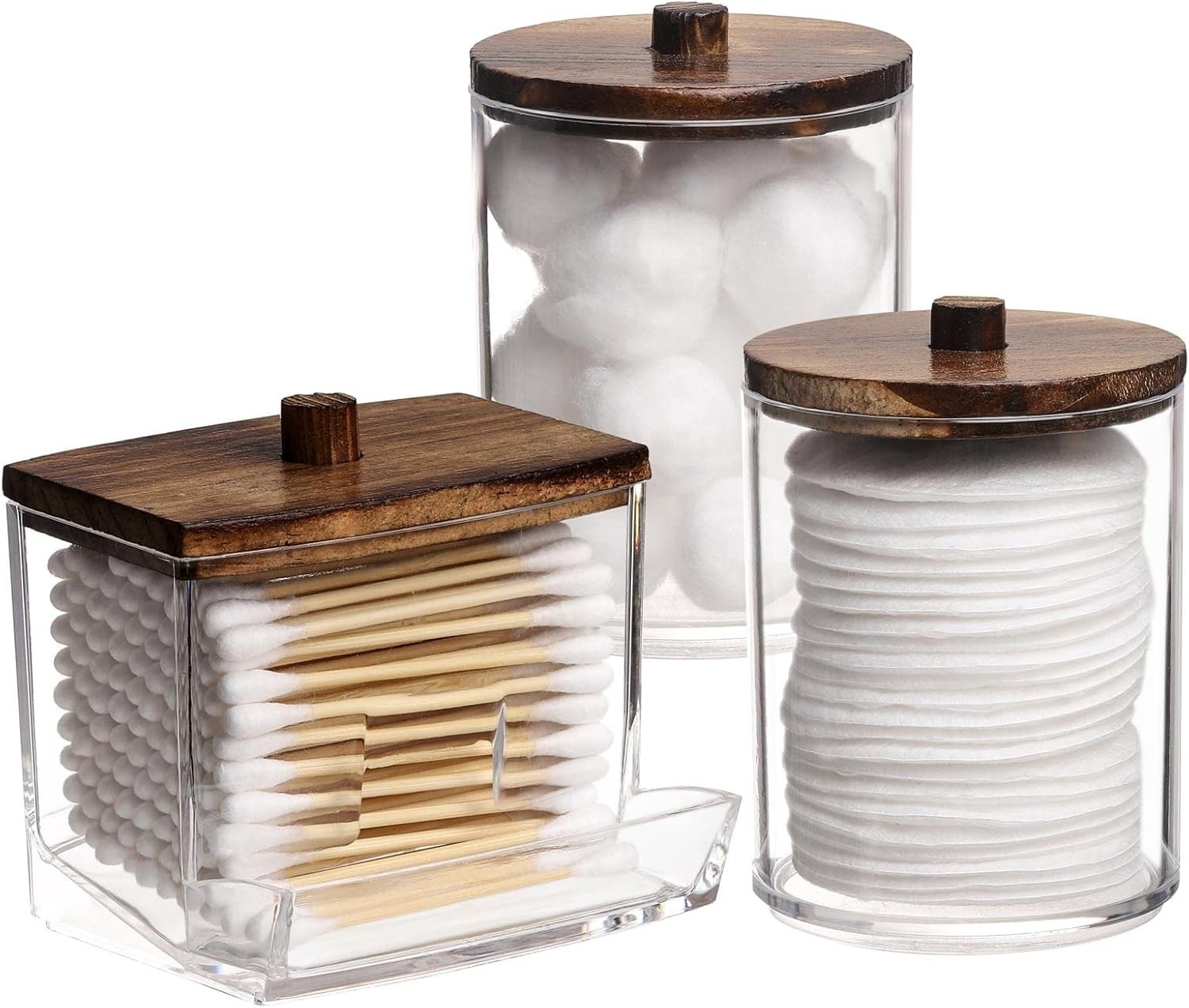 Versatile Apothecary Jars for Cotton Swabs & Bath Essentials – 3 Container Set