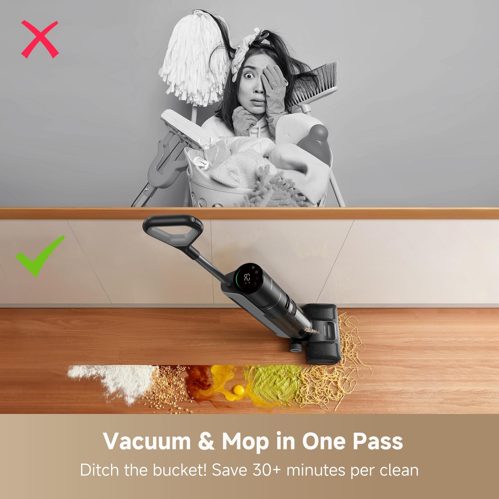 DREAME H12 Pro Gen2 Vacuum Mop, 0 Tangle Wet Dry Vacuum Cleaner
