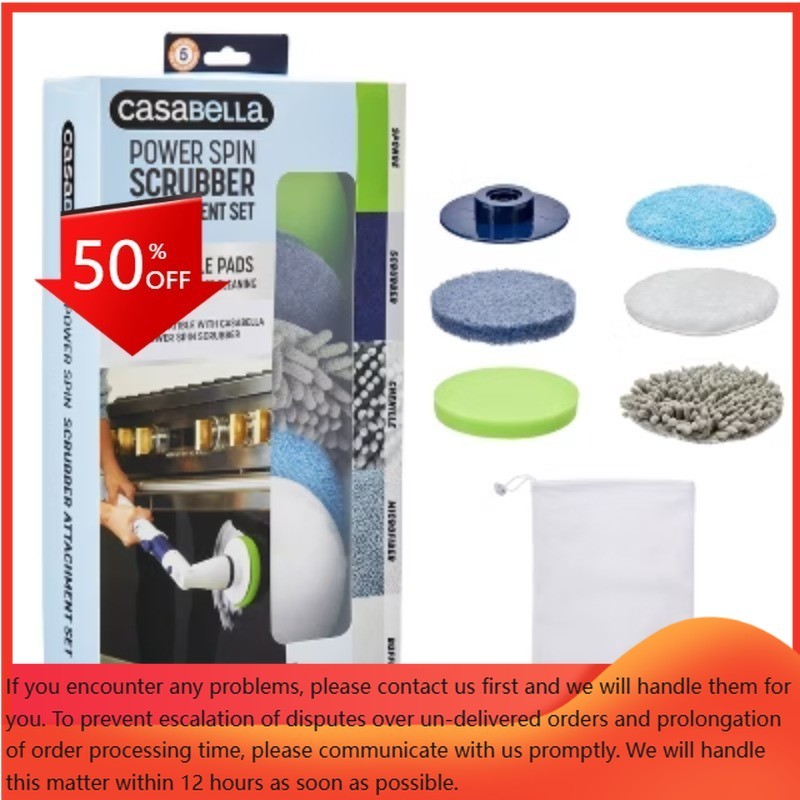 Casabella Power Spin Scrub and Shine Attachment Set – 6ct: Reusable, Microfiber
