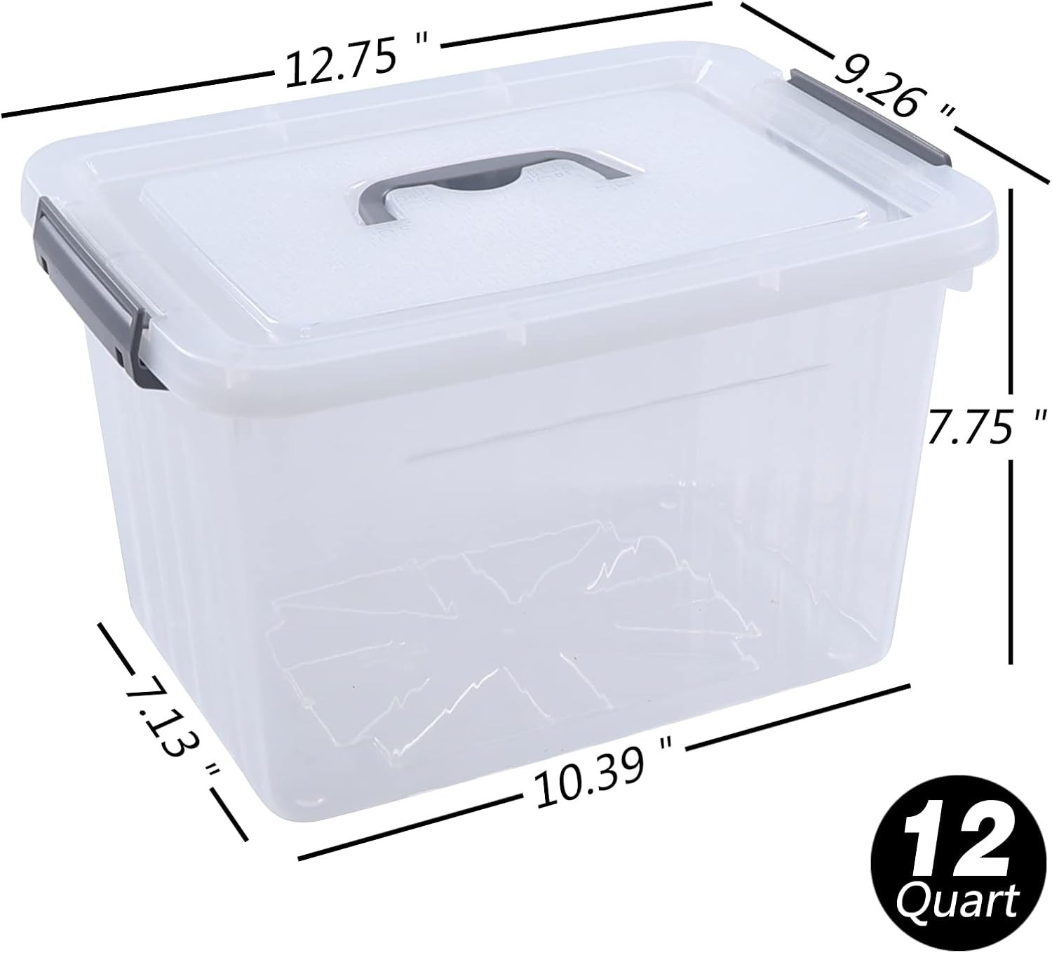 Clear 12 Qt Storage Container with Lid & Handle, Latching Box, 1 Pack