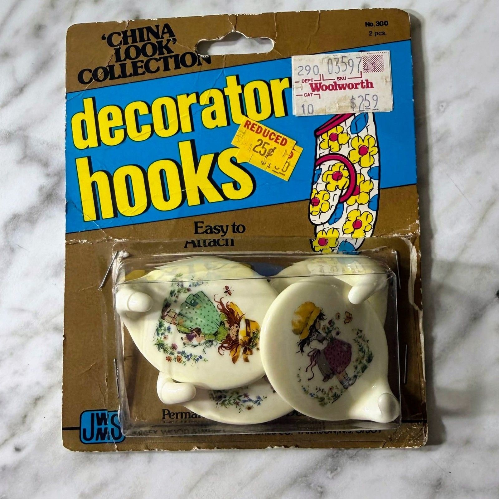 Vintage Decorator Hooks Lot of 4 Holly Hobbie Style Girls China Look Woolworth