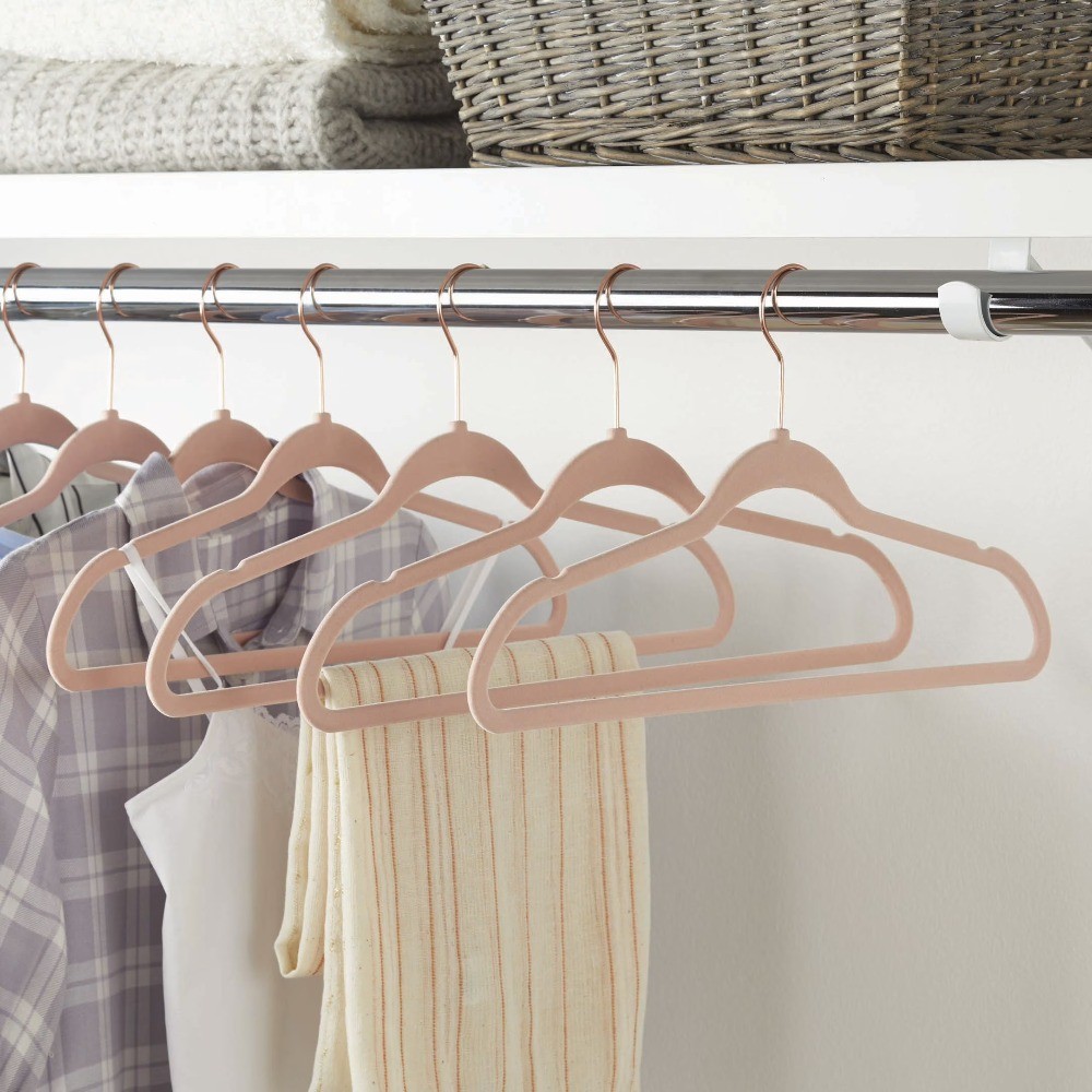 Velvet Adult Clothing Hangers, Pink, Non-Slip, Space Saving 30 Count