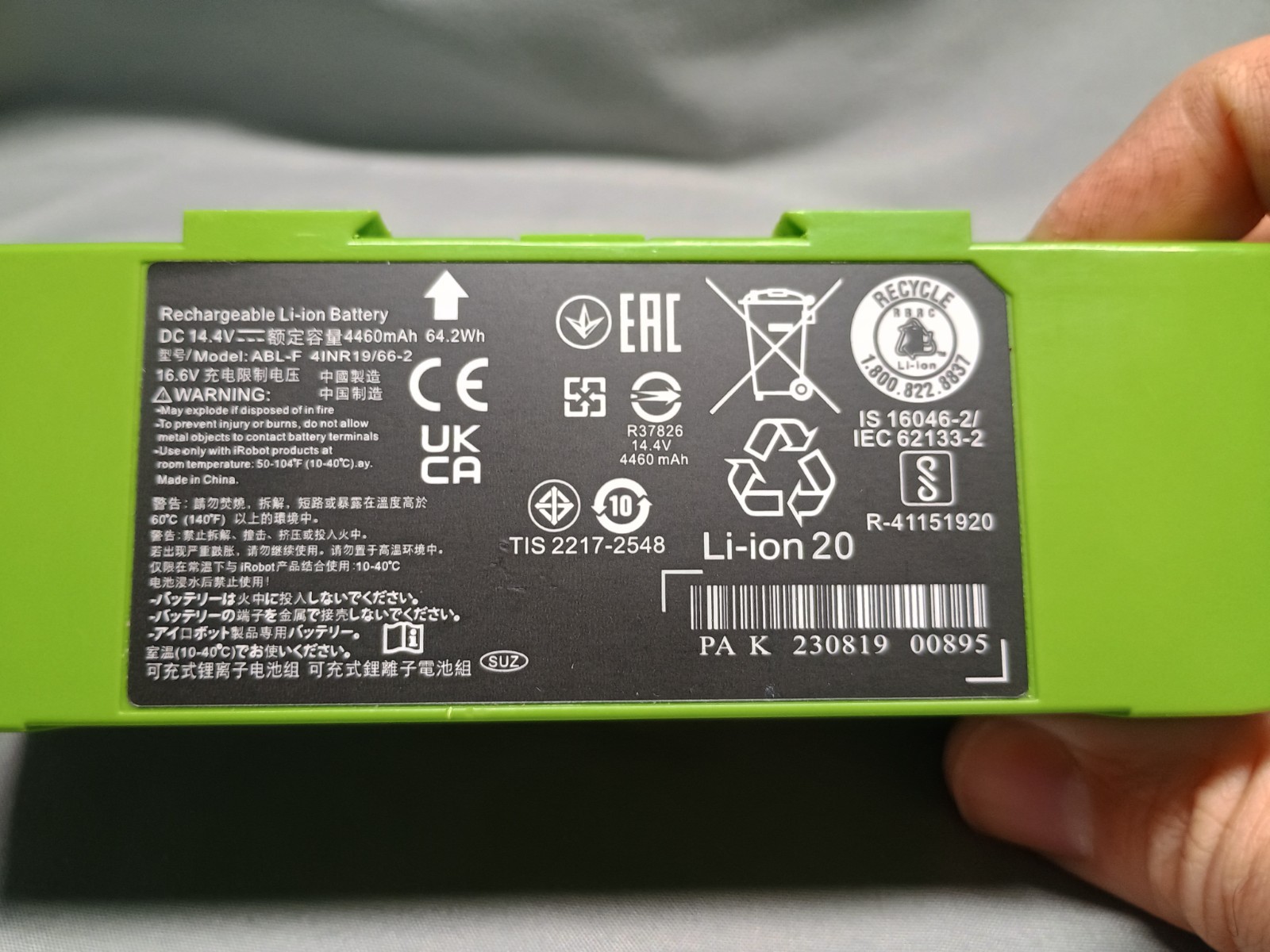 generic Li-ion Extended Battery 14.4V 4460mAh 64.2wh iRobot Roomba J6 J7 J8 J9