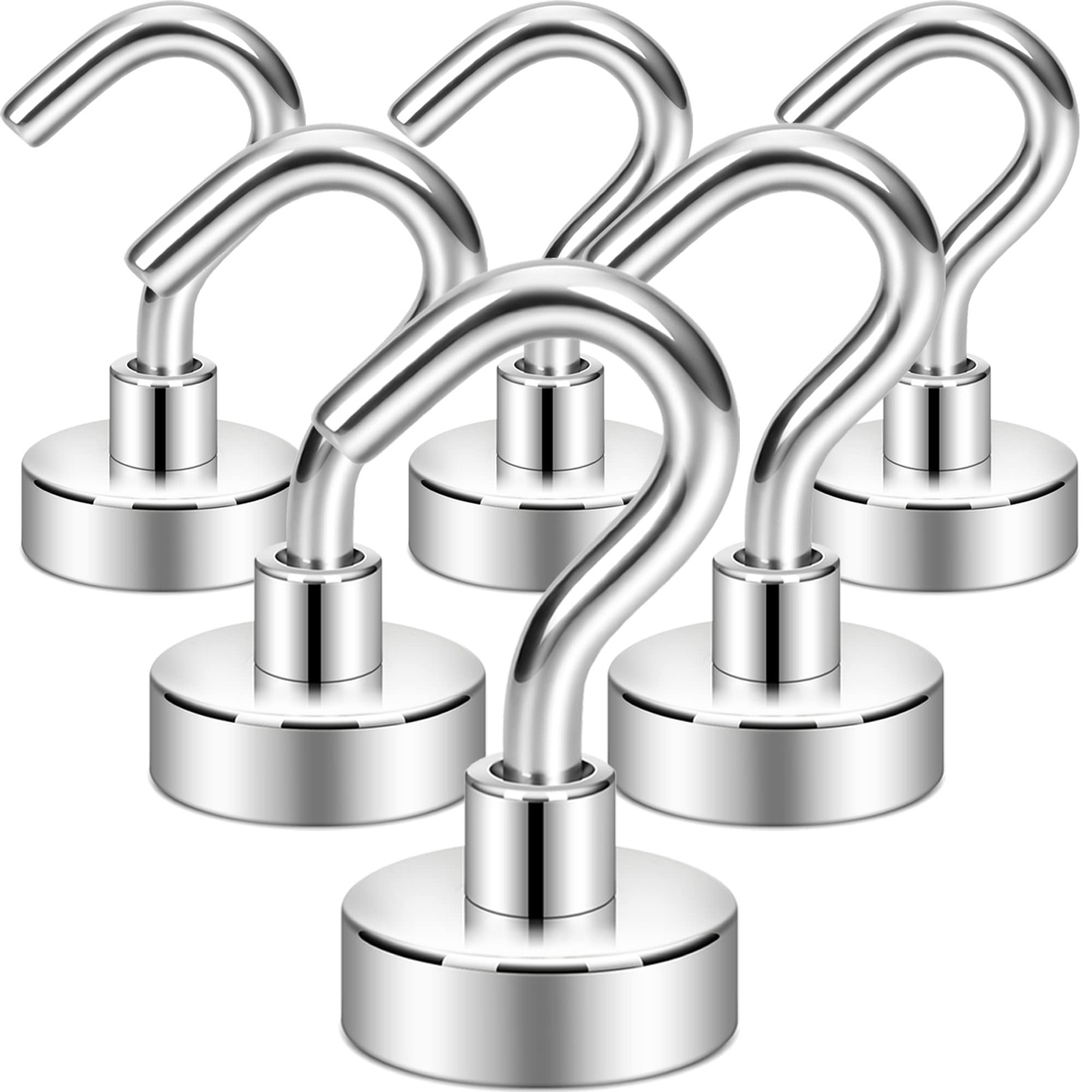 Magnetic Hooks for Cruise Cabins, 30lb Heavy Duty, Silver, 6 Pack