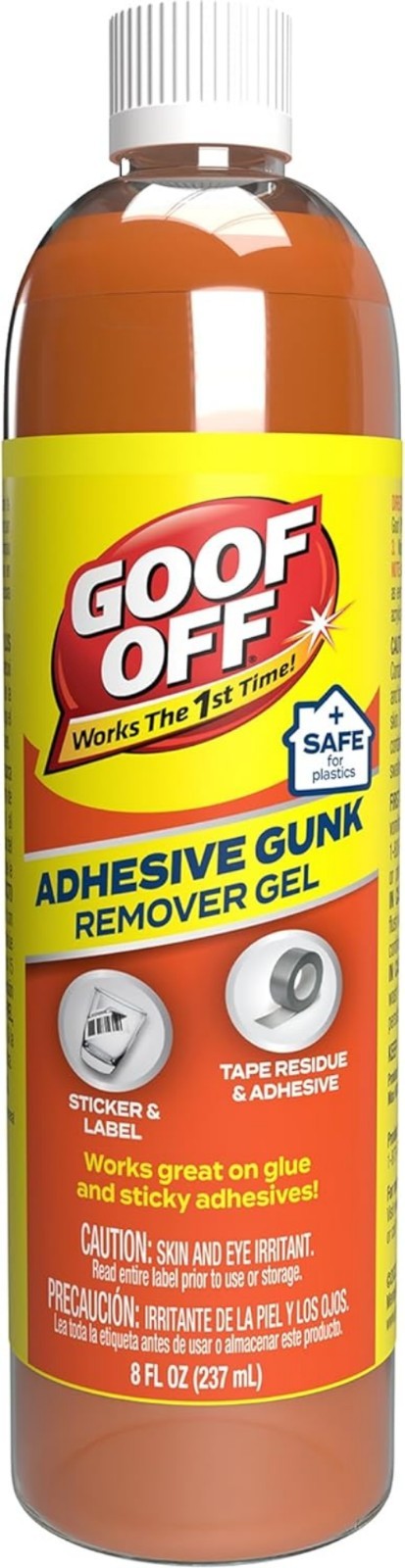 Adhesive Gunk Remover, 8 fl. oz., Removes Stickers, Glue, Labels, Tape Residu…