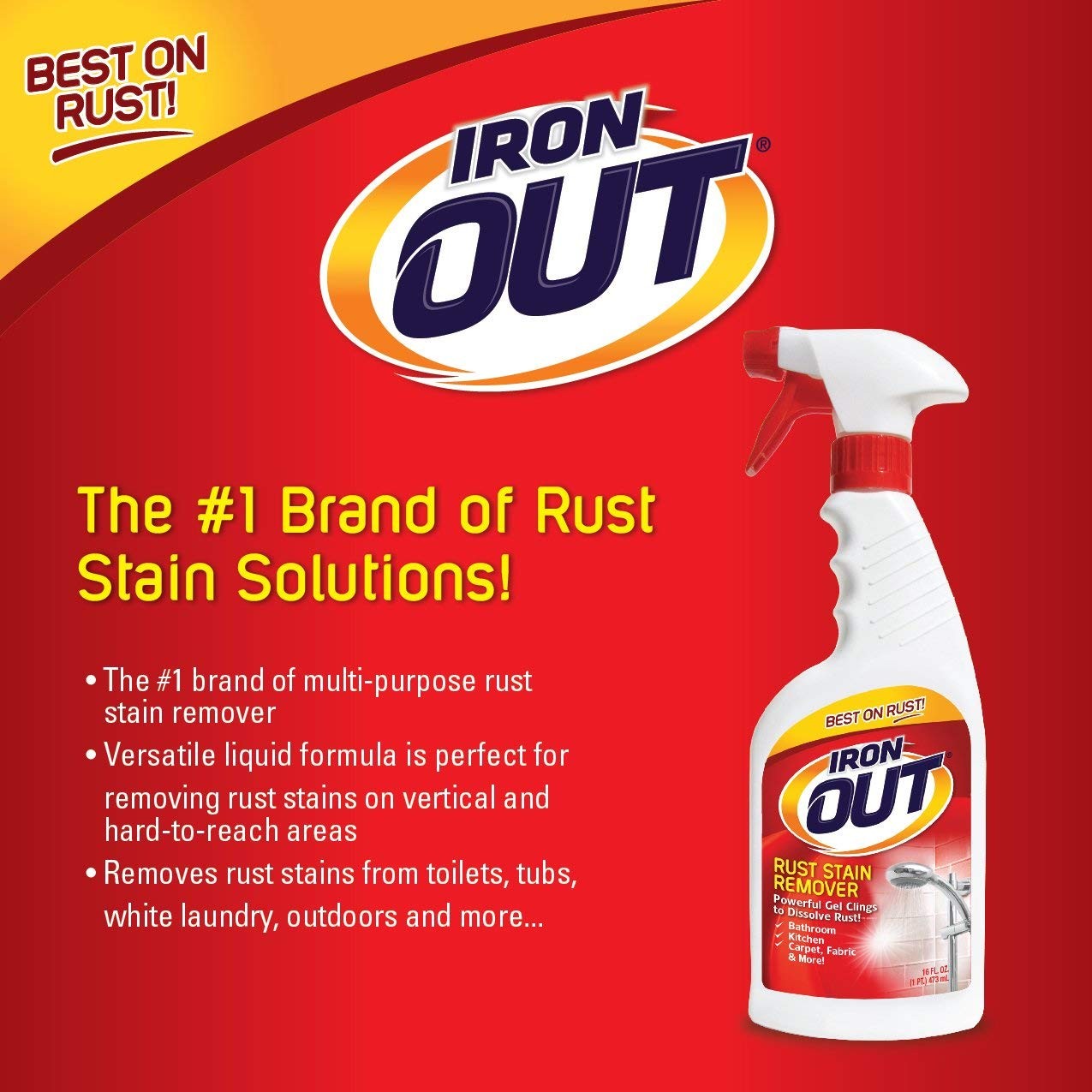 Iron Out Rust Stain Remover Spray Gel, 16 Fl. Oz. Bottle 2 Pack, n/a