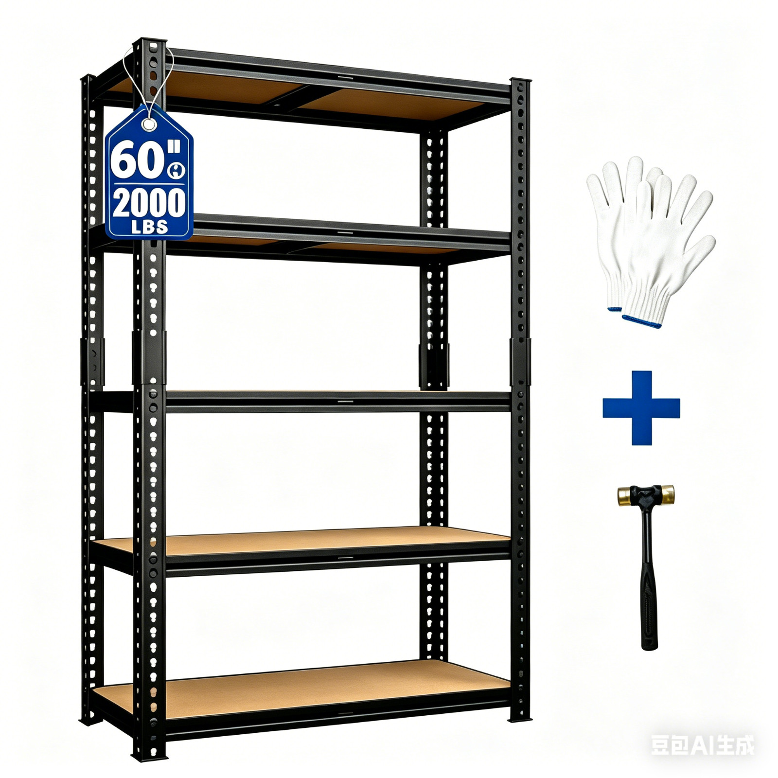 60″H Metal Garage Shelving 2000LBS 5 Tier Adjustable Garage Storage Shelves