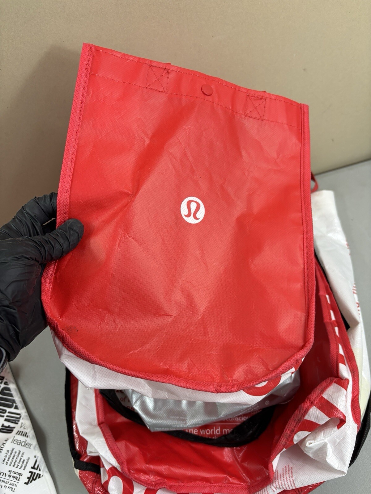 Lululemon Tot Bag Lot Reusable Shopping Small Med Lg Ref Gray Black White Lot 8