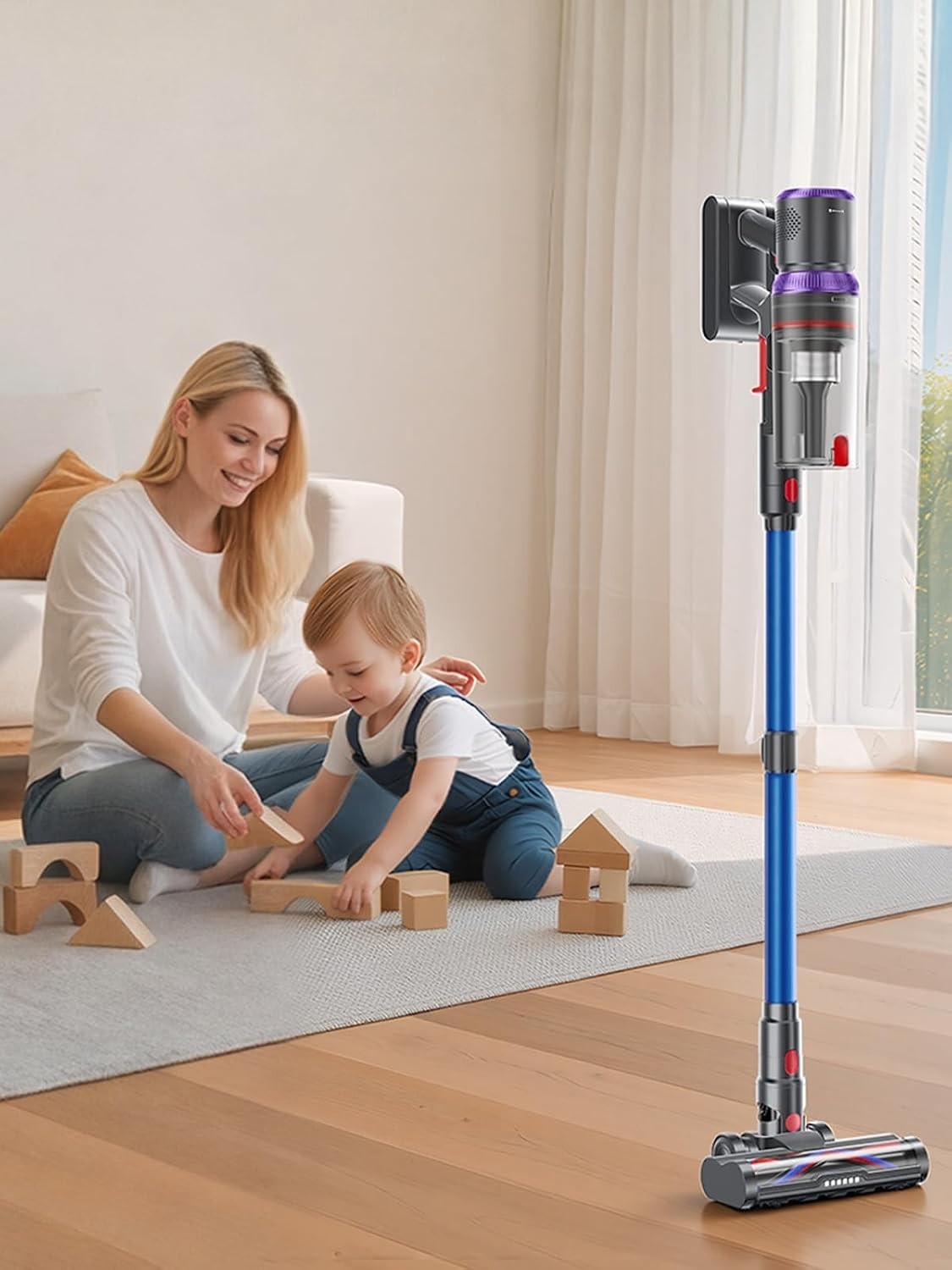 Cordless Vacuum Cleaner 650W 55KPA 70Mins Suction Pet Hair Carpet Floor