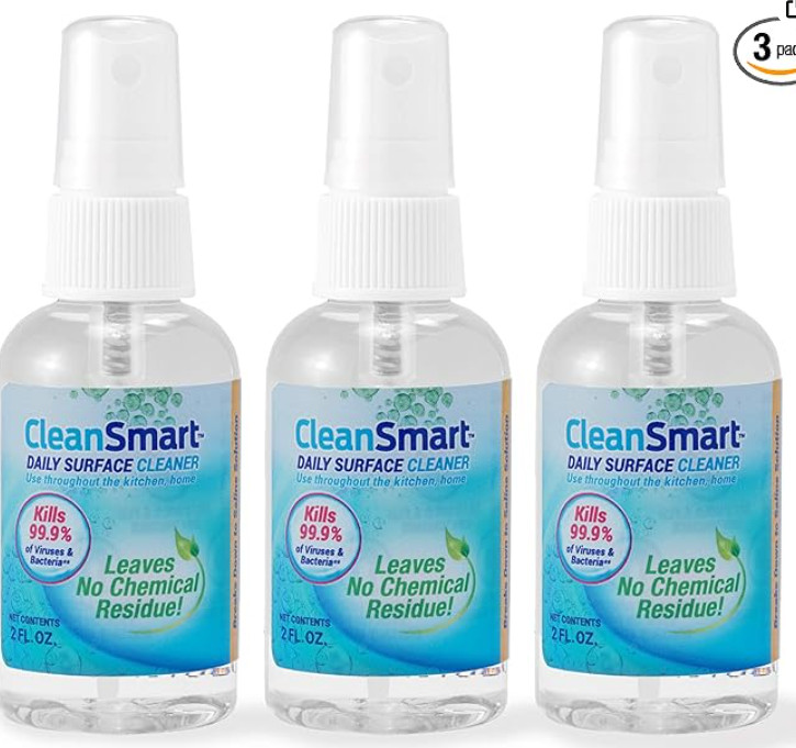 CleanSmart – Daily Surface Cleaner Kills 99.9% of Viruses & Bacteria -2 Fl Oz Ea
