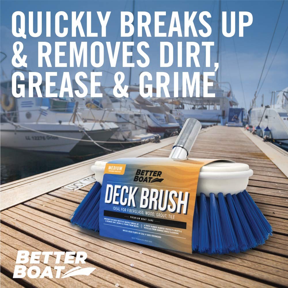Medium Boat Deck Brush Heavy Duty & Boat Brush Head Marine Deck Brush 8″ Bristle