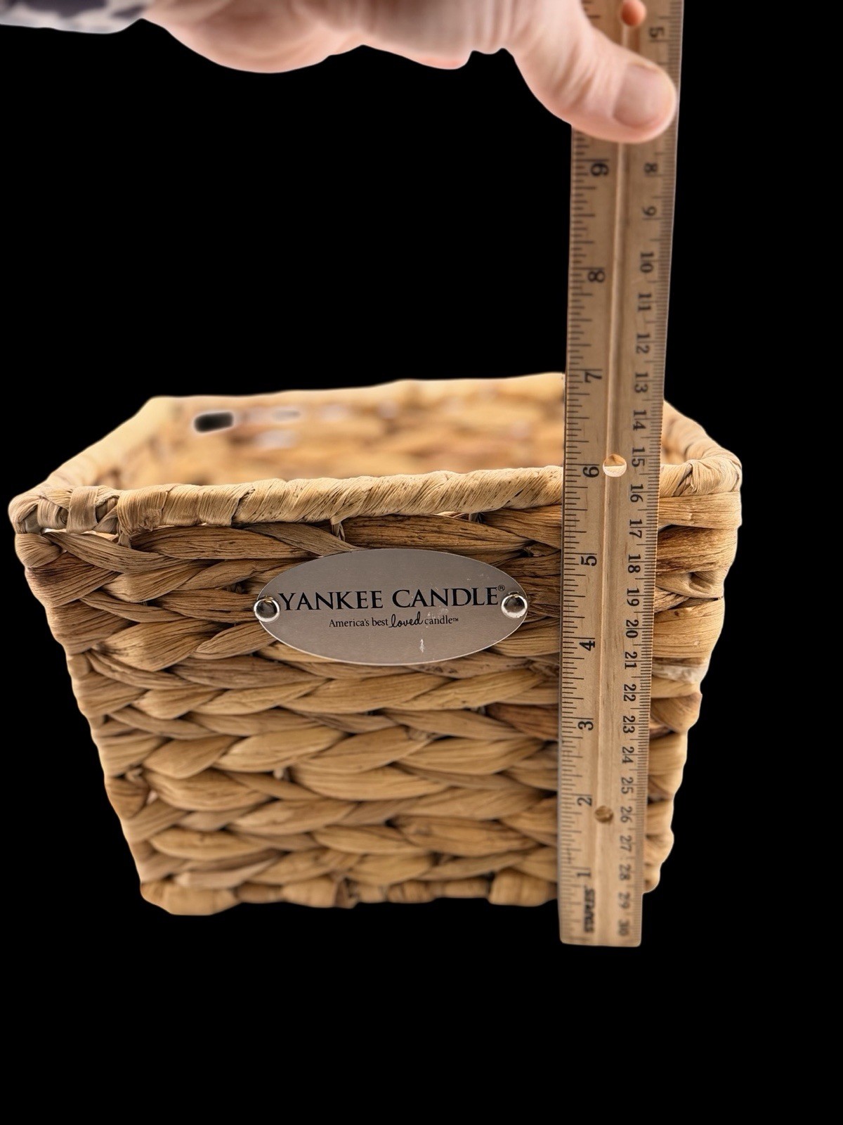 Yankee Candle Woven Storage Basket Natural Fiber Organizer Small Square Rustic