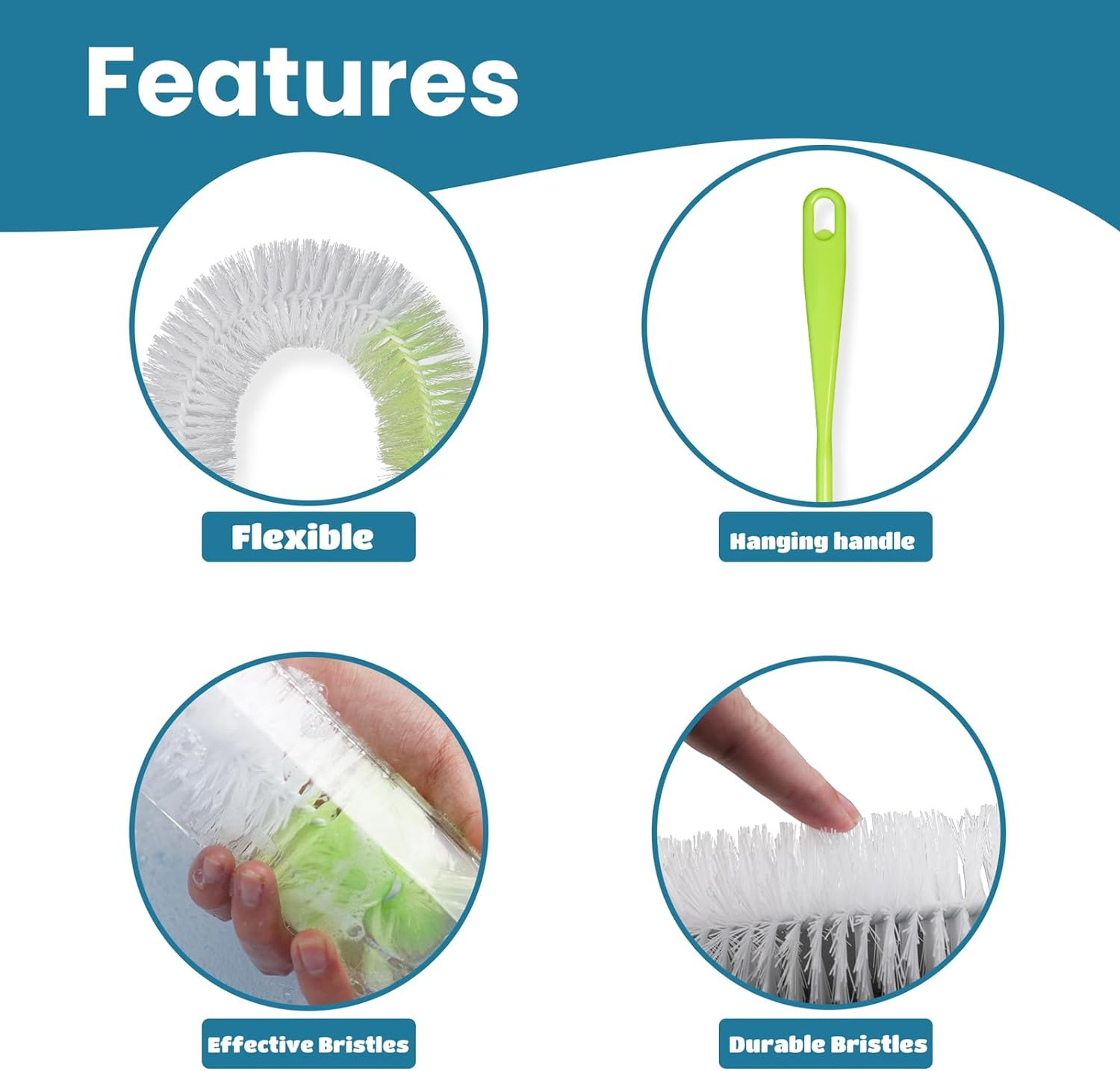 Likee Super-Long 18″ Bottle Cleaning Brush, Extra-Large 2.5” Wide Cleaner, Flexi