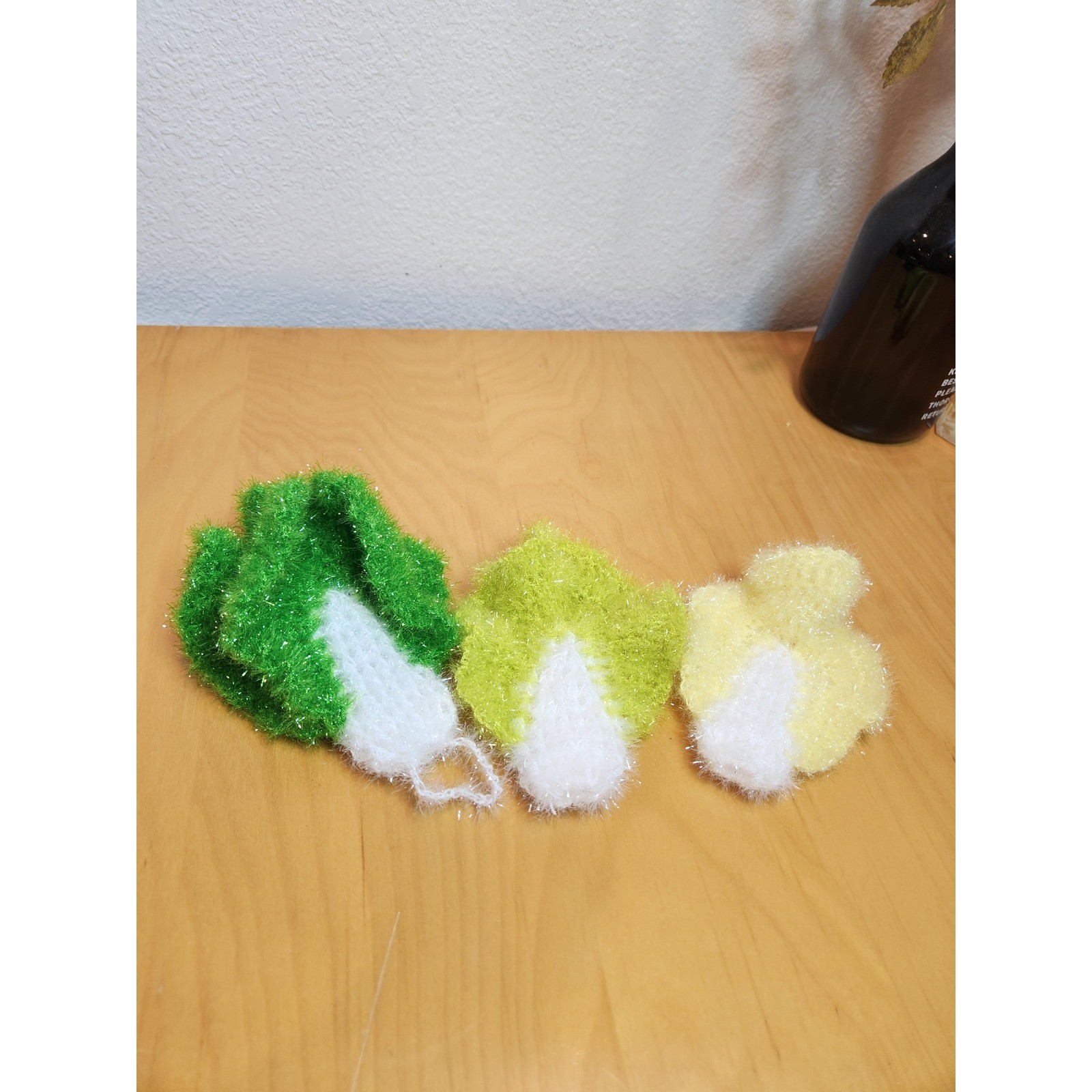 Handmade Crochet Napa Cabbage Dish Scrubby Set 3pc Green Kitchen Scouring Pads