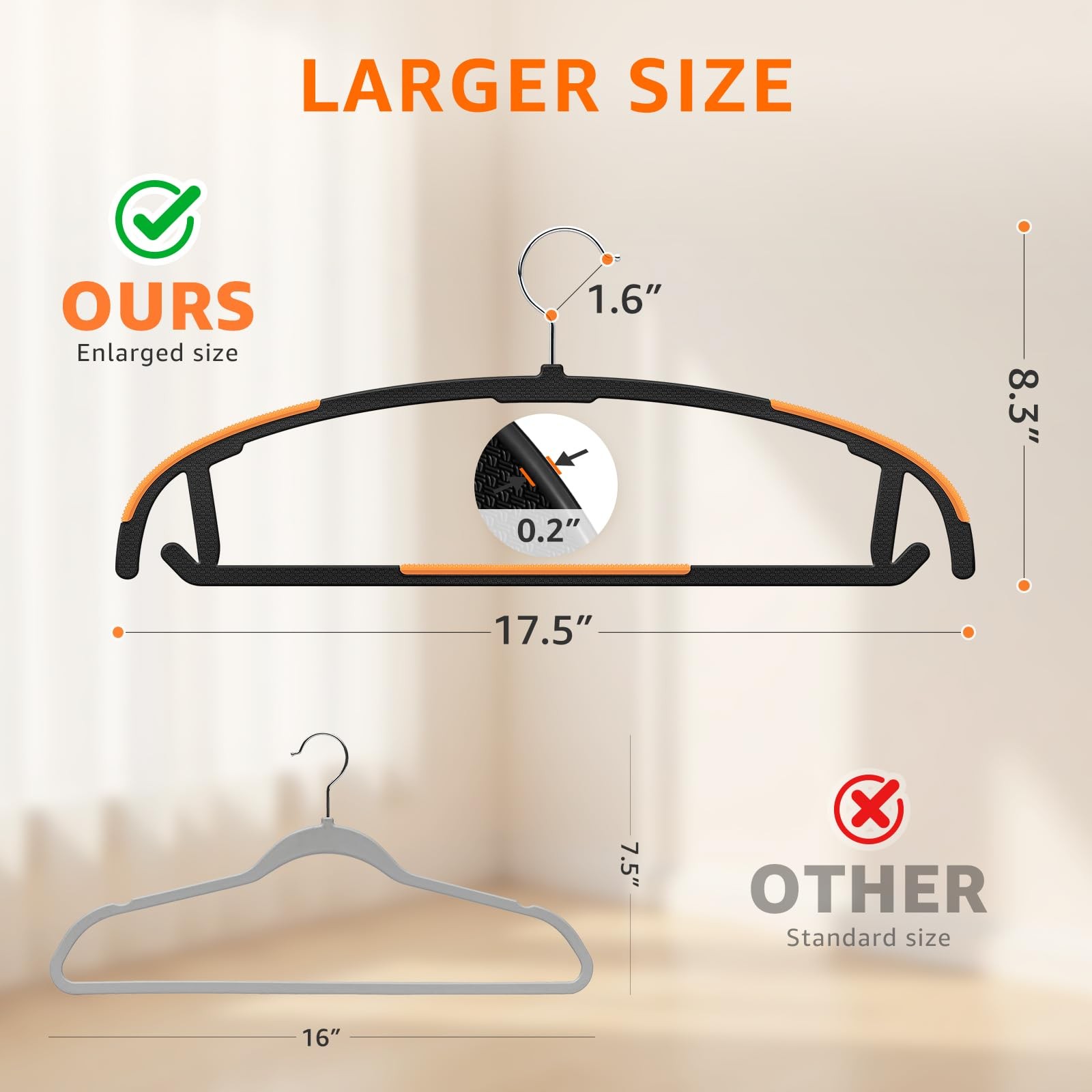 Heavy Duty Plastic Clothes Hangers 10 Pack NonSlip Slim 17.5 Inch Swivel Hook