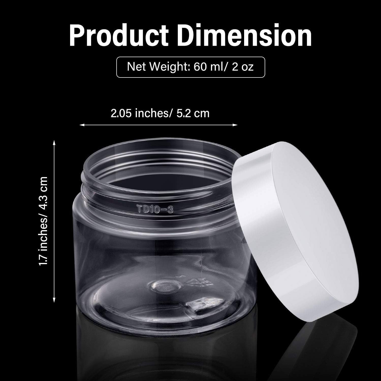 Empty 2 oz Round Plastic Jars 16 Count White Screw Top Containers for DIY Crafts
