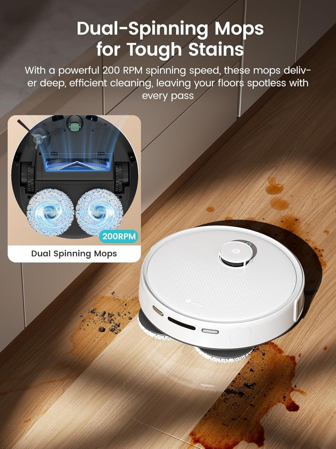 Robot Vacuum and Mop, 12000Pa Suction, 90-Day Self-Emptying, Obstacle Avoidance,