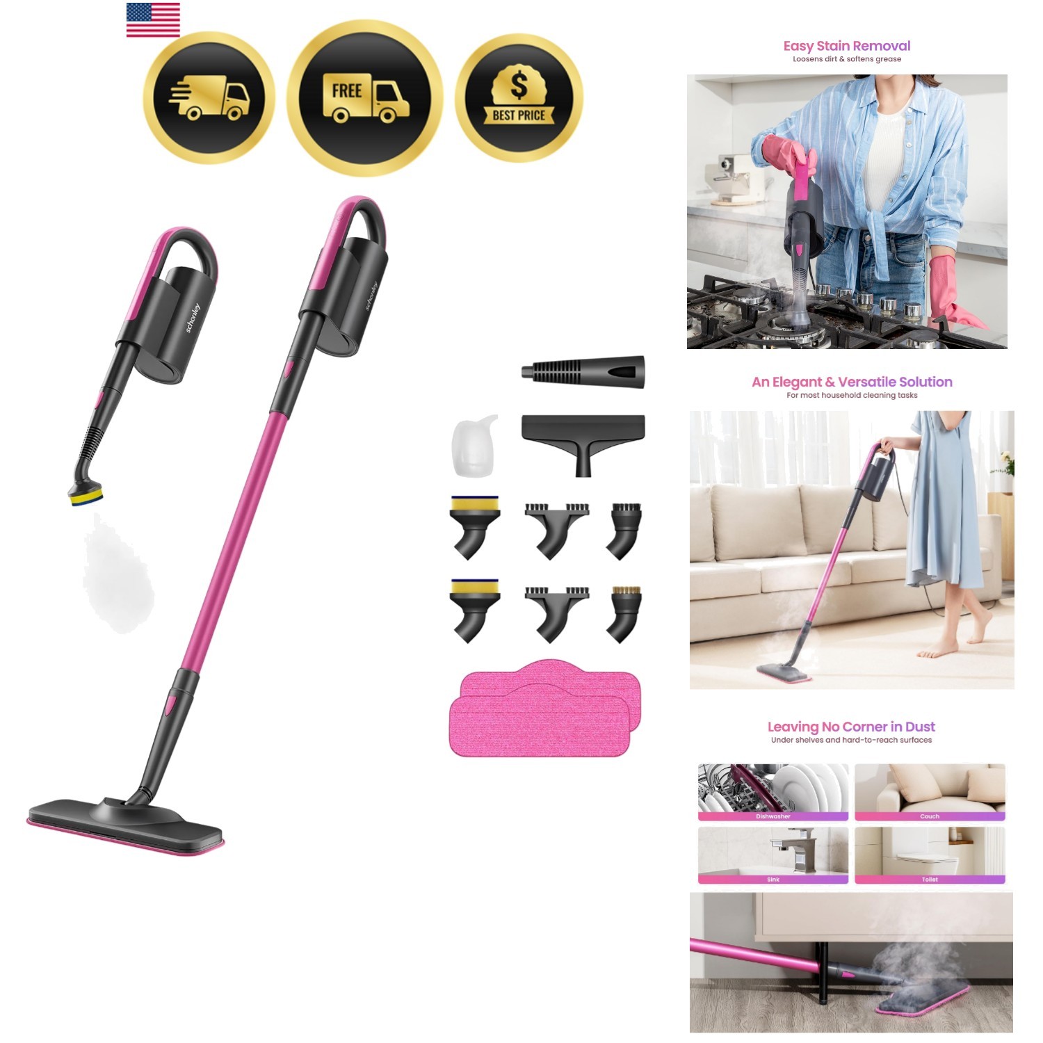 Rapid Heat Up Steam Mop for Hardwood, Tile & More – Effortless Cleaning Routine