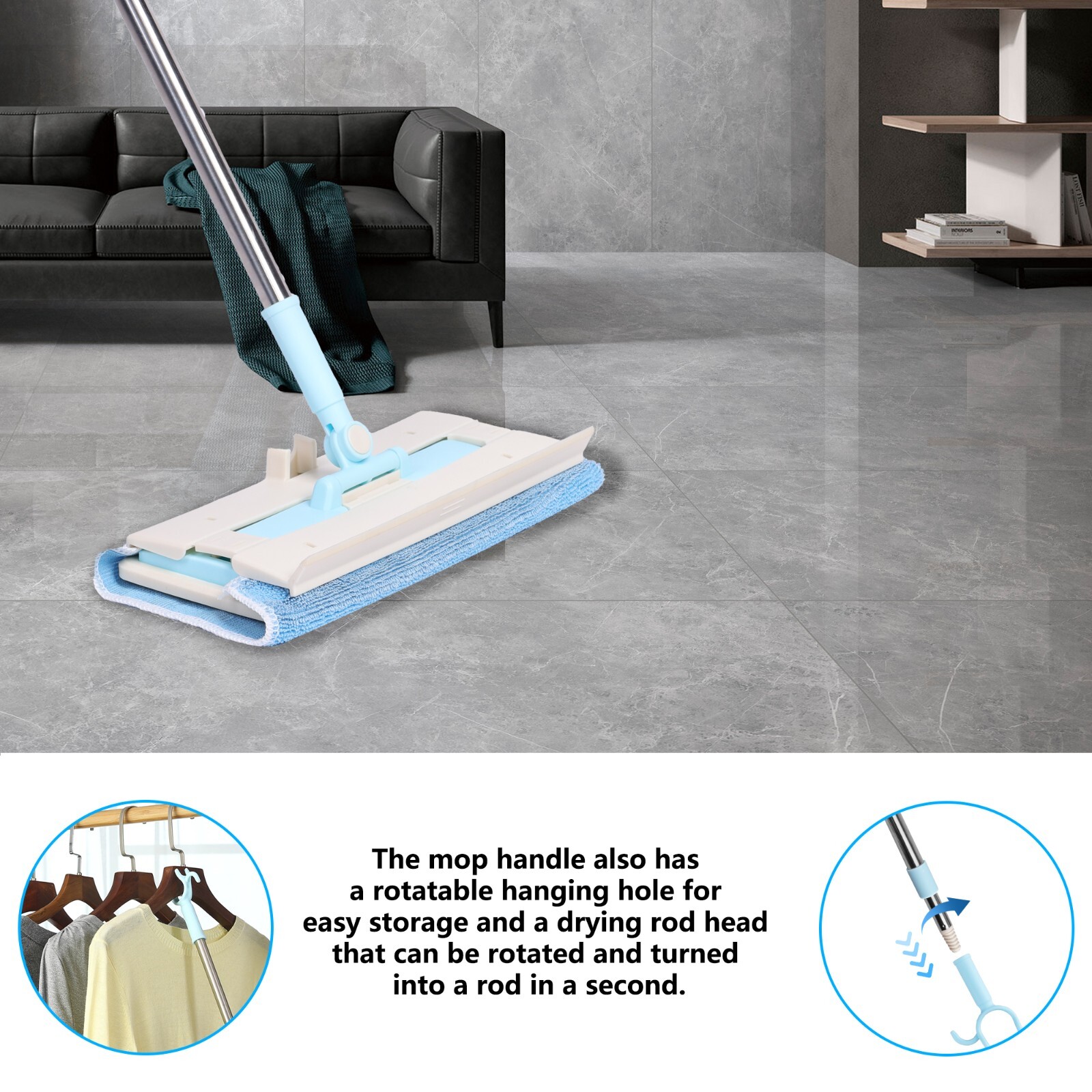 Multifunct Stretchable Dust Mop Microfiber Mop for Floor Wall Cleaning Dry Damp