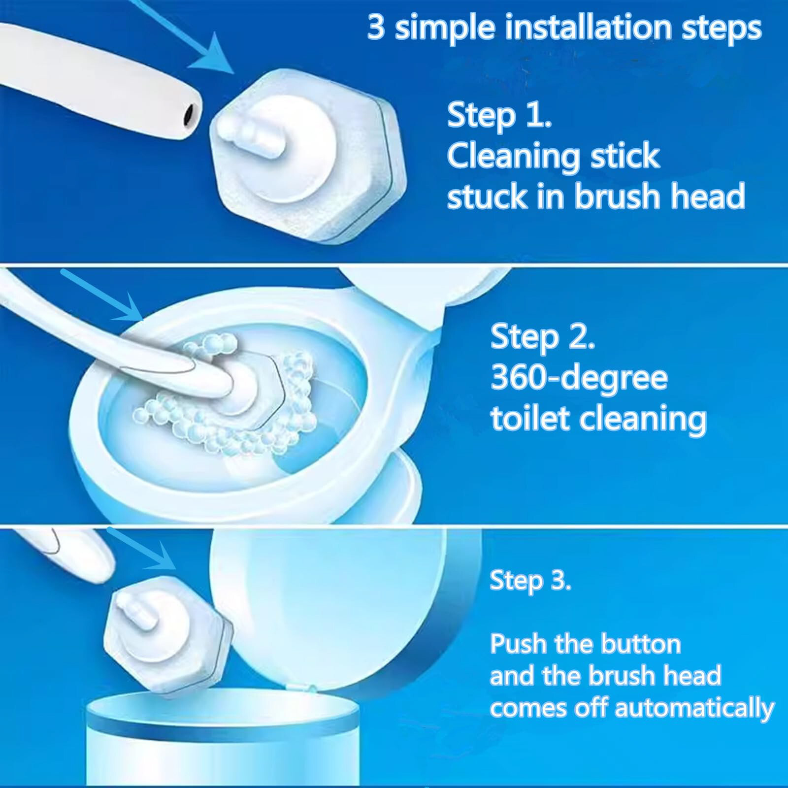 50PCS Cleaner Wand Refills Disposable Toilet Brush Heads For Cleaning Wand