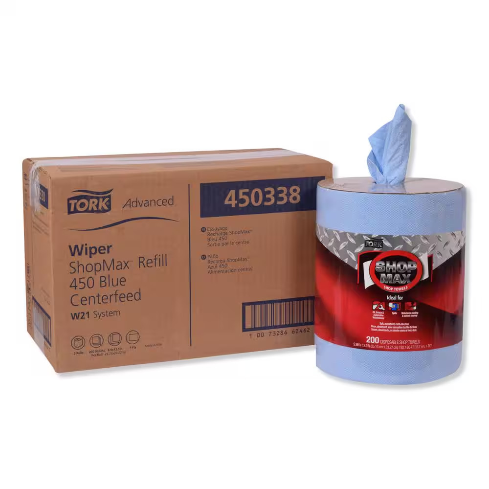 9.9 In. X 13.1 In. Blue Advanced Shopmax Wiper 450 Center Feed Refill Cleaning W