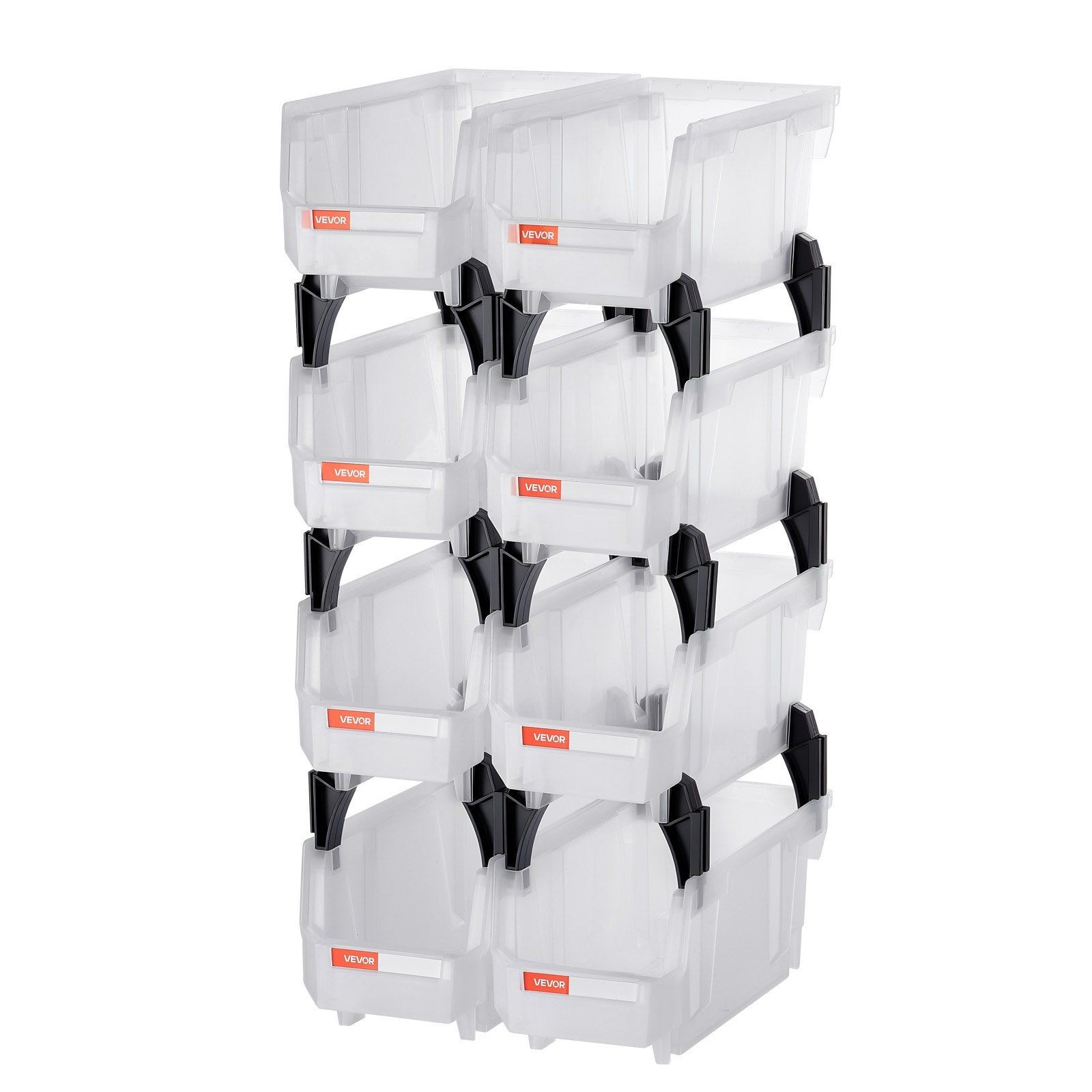 Stackable 10.9×5.5×5.1in Plastic 8-Pack Transparent Storage Bins