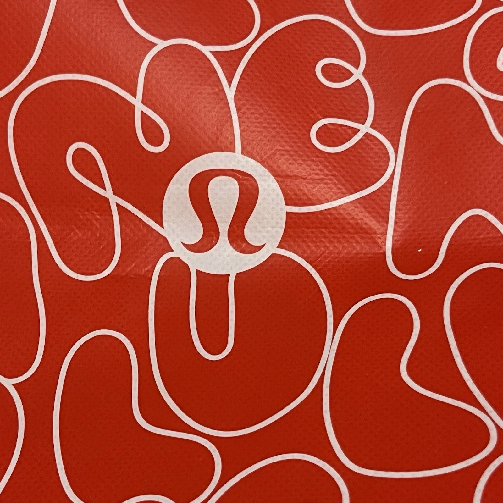Lululemon Large Red & White Logo Reusable Shopping Bag All-Over Print