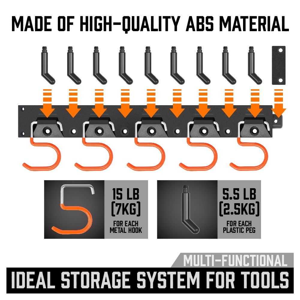 64″ Adjustable Storage System Wall Mount Tool Organizer Hanger for Mop Broom etc