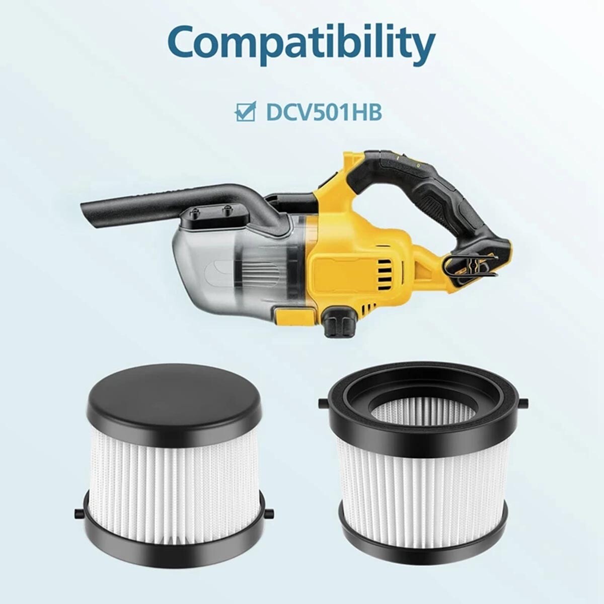 2 Pack DCV5011H HEPA Filter For DEWALT DCV501HB Cordless Handheld Vacuum